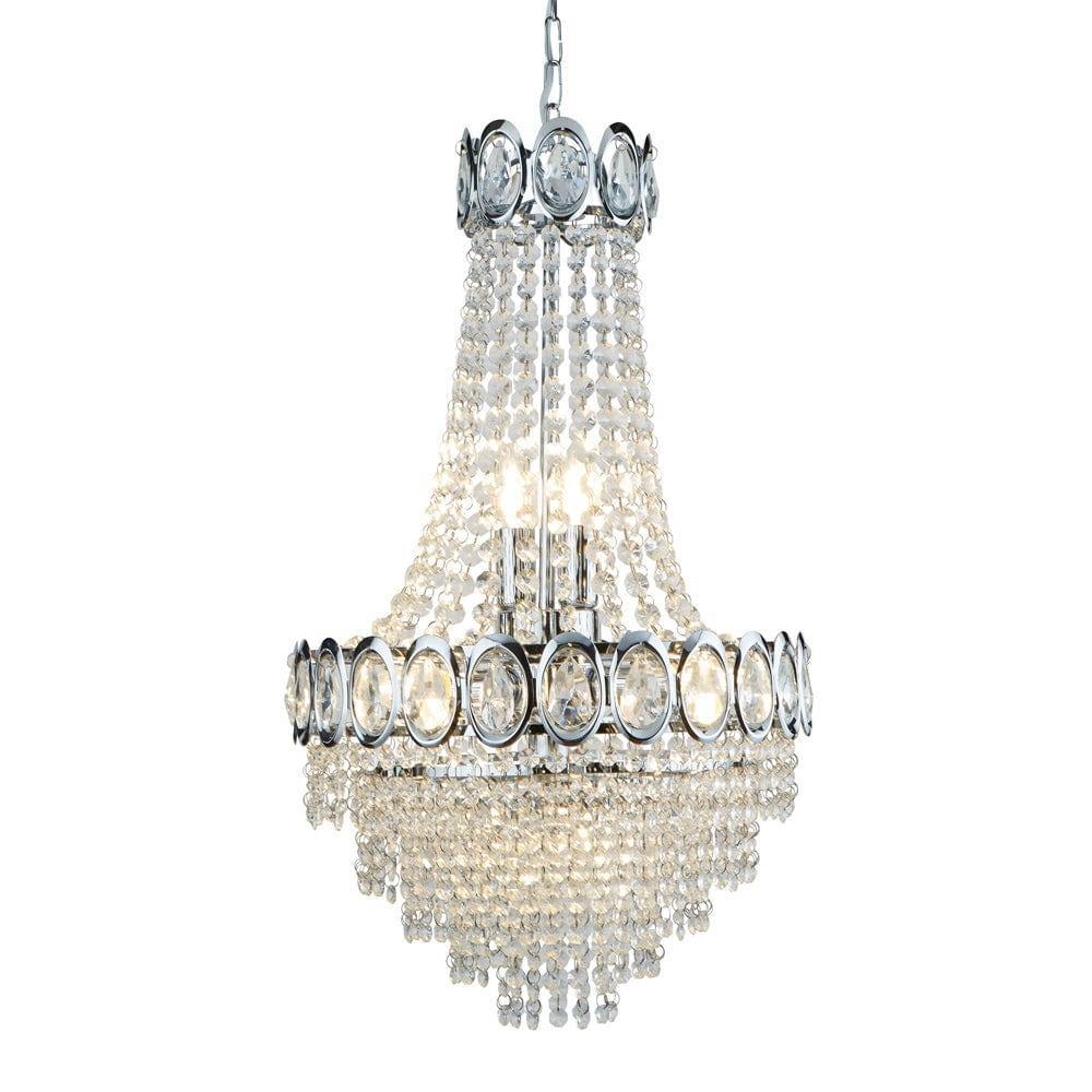 Searchlight Louis Philipe Crystal 6 Light Chrome Chandelier-1-Tiffany Lighting Direct
