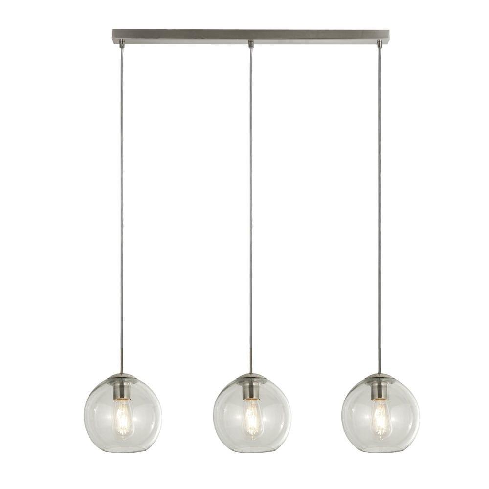 Balls 3 Light Chrome Bar Pendant With Clear Glass Shades-Ceiling Pendant Lights-1-Tiffany Lighting Direct
