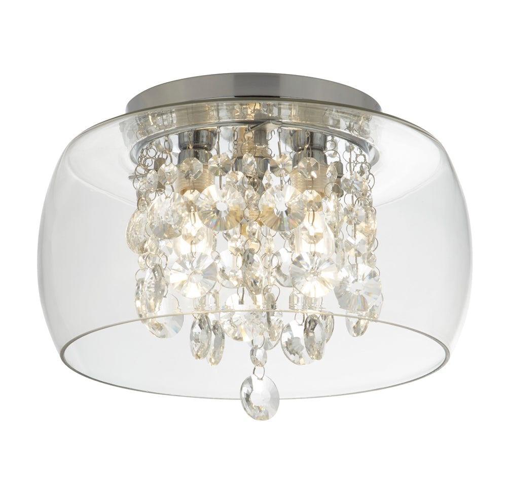 Curva 3 Light Bathroom Ceiling Flush Glass & Crystal Shade Living Room Image 1