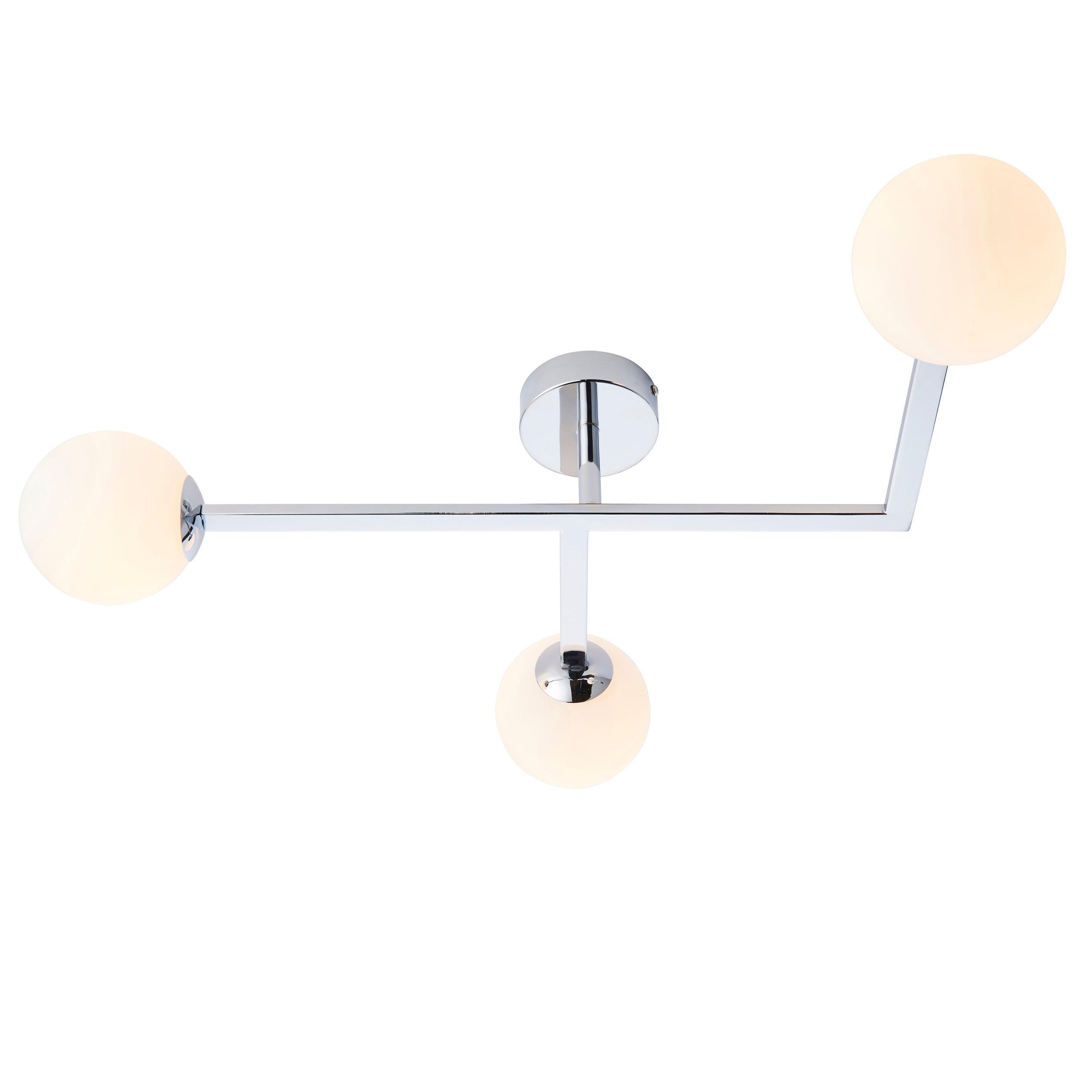 Pendle Chrome 3 Light Bathroom Semi Flush - Opal Shades