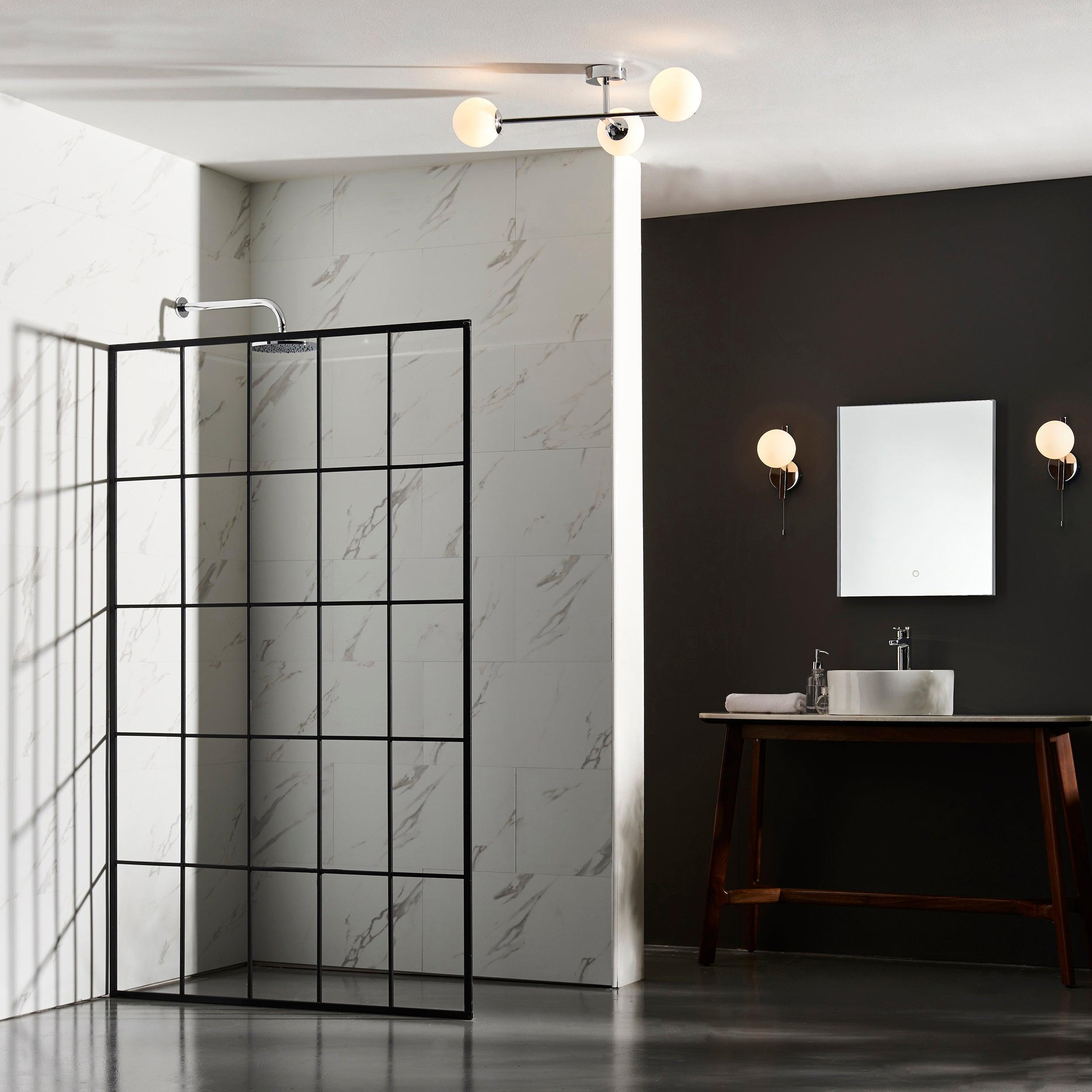 pendle chrome 3 light bathroom semi flush opal shades kitchen lighting image