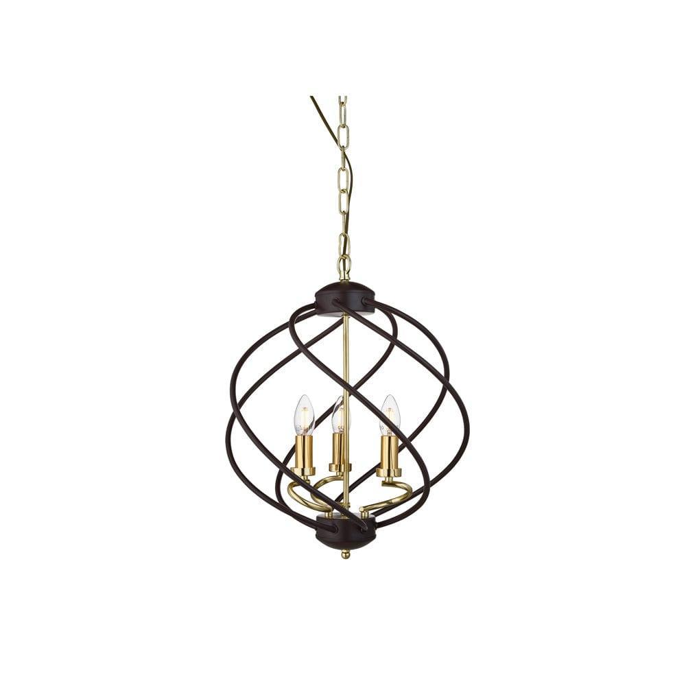 Searchlight Flow 5 Light Black & Gold Ceiling Pendant-Ceiling Pendant Lights-1-Tiffany Lighting Direct