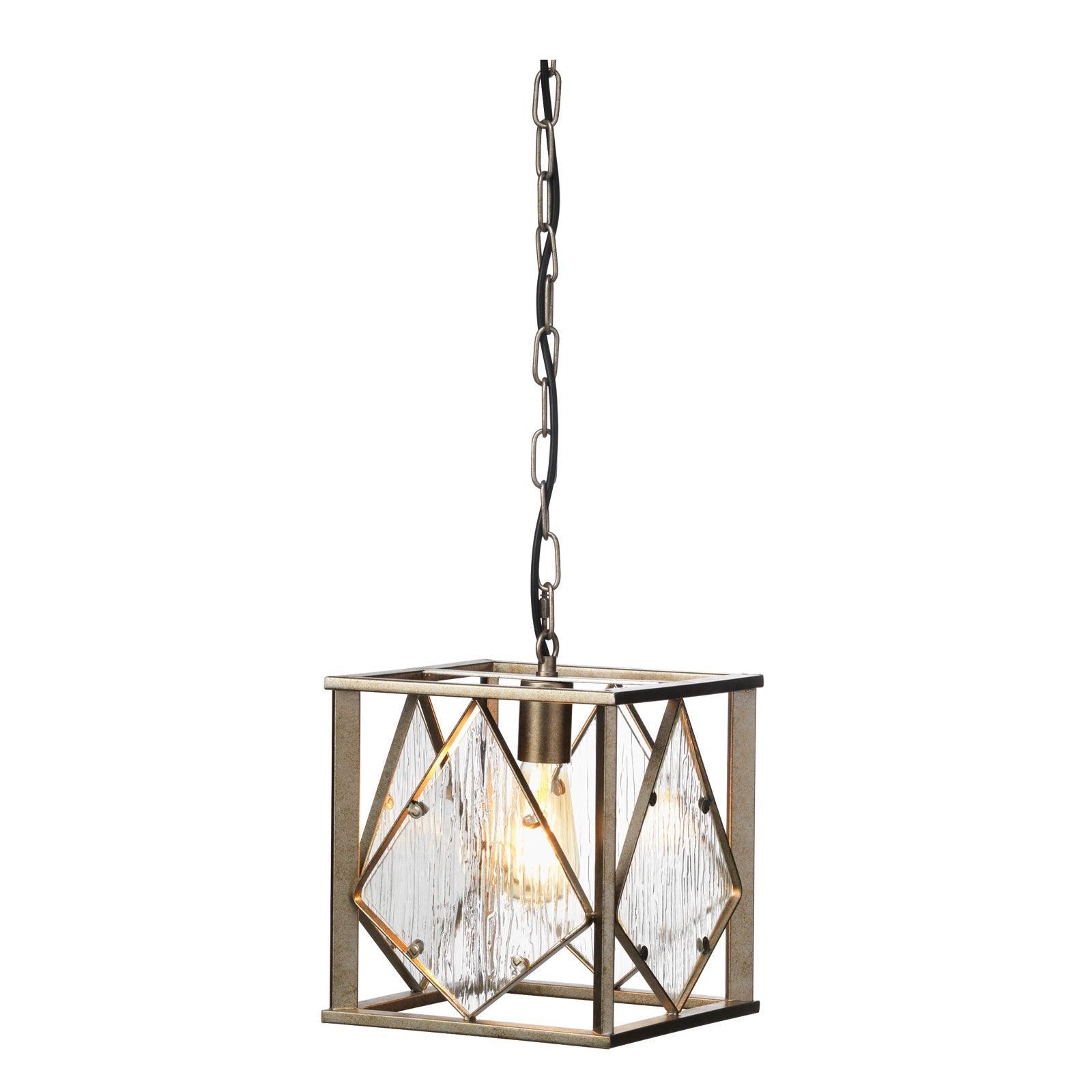 Oaks Lighting Sovana Antique Silver & Mottled Glass Pendant-Ceiling Pendant Lights-Oaks Lighting-1-Tiffany Lighting Direct