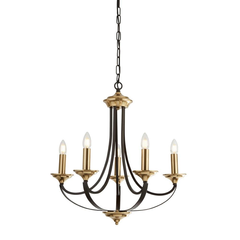 Searchlight Belfry 5 Light Bronze & Brown Ceiling Pendant-Ceiling Pendant Lights-1-Tiffany Lighting Direct