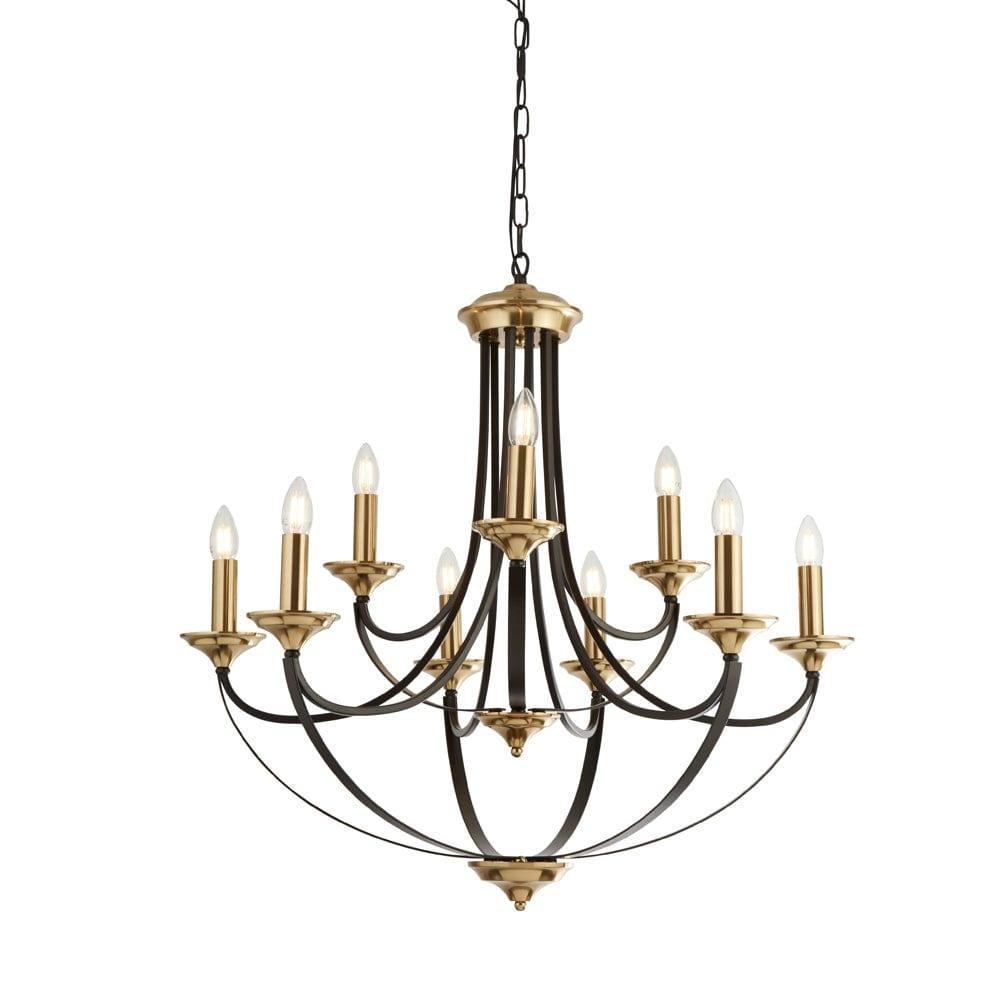 Searchlight Belfry 9 Light Bronze & Brown Ceiling Pendant-Ceiling Pendant Lights-1-Tiffany Lighting Direct