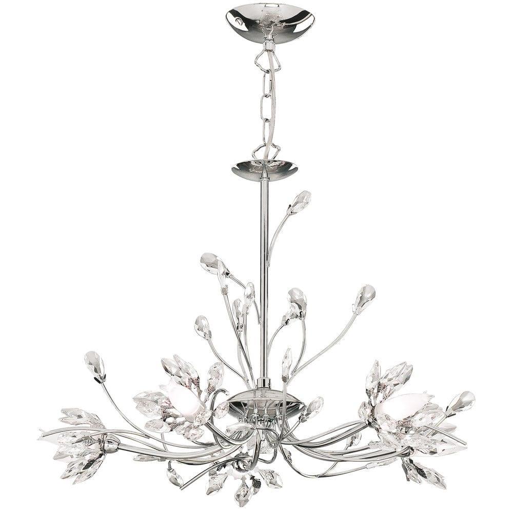 Hibiscus 5 Light Chrome & Crystal Ceiling Pendant-Ceiling Pendant Lights-1-Tiffany Lighting Direct