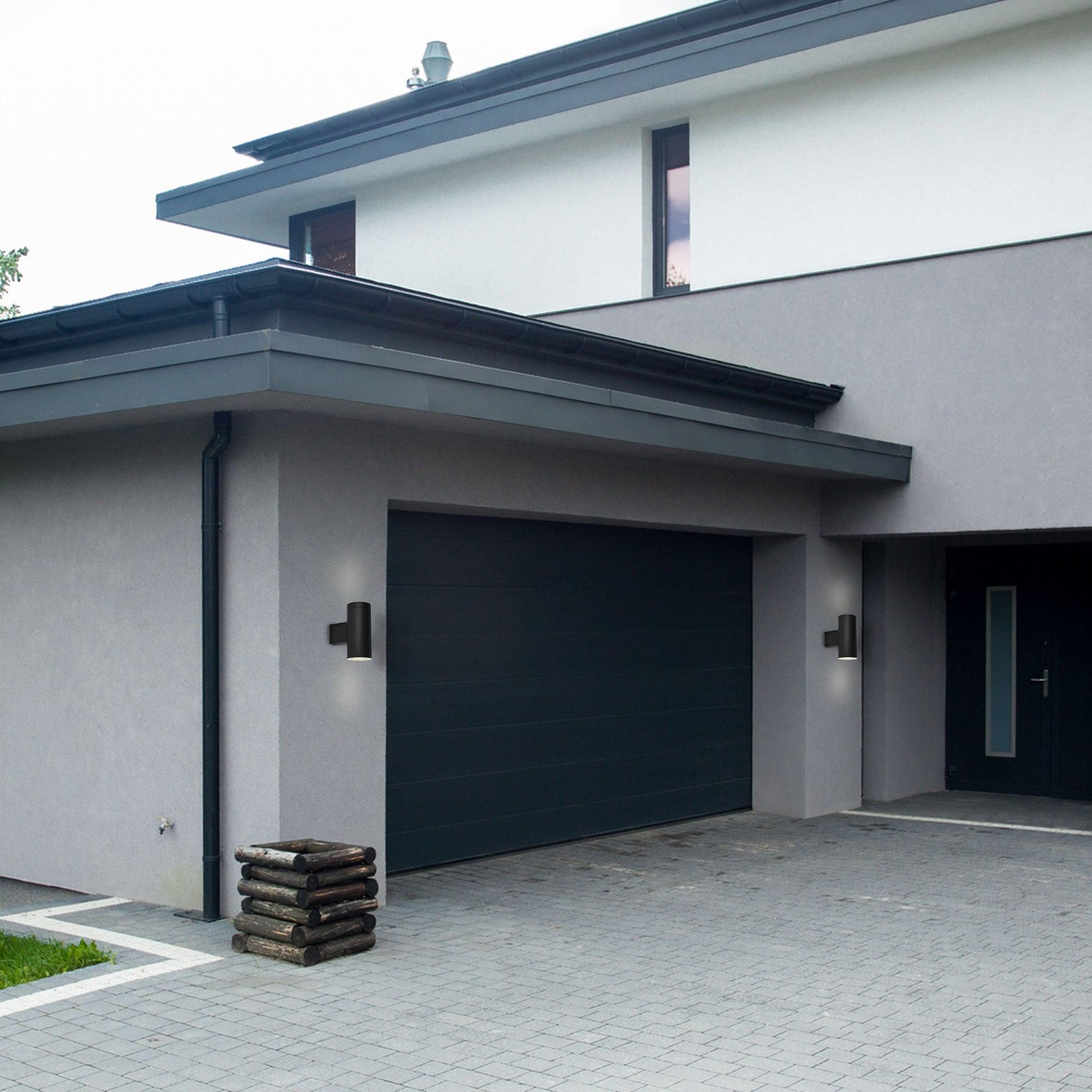 rochester outdoor black up down wall light dusk till dawn sensor by searchlighting lighting, living room image