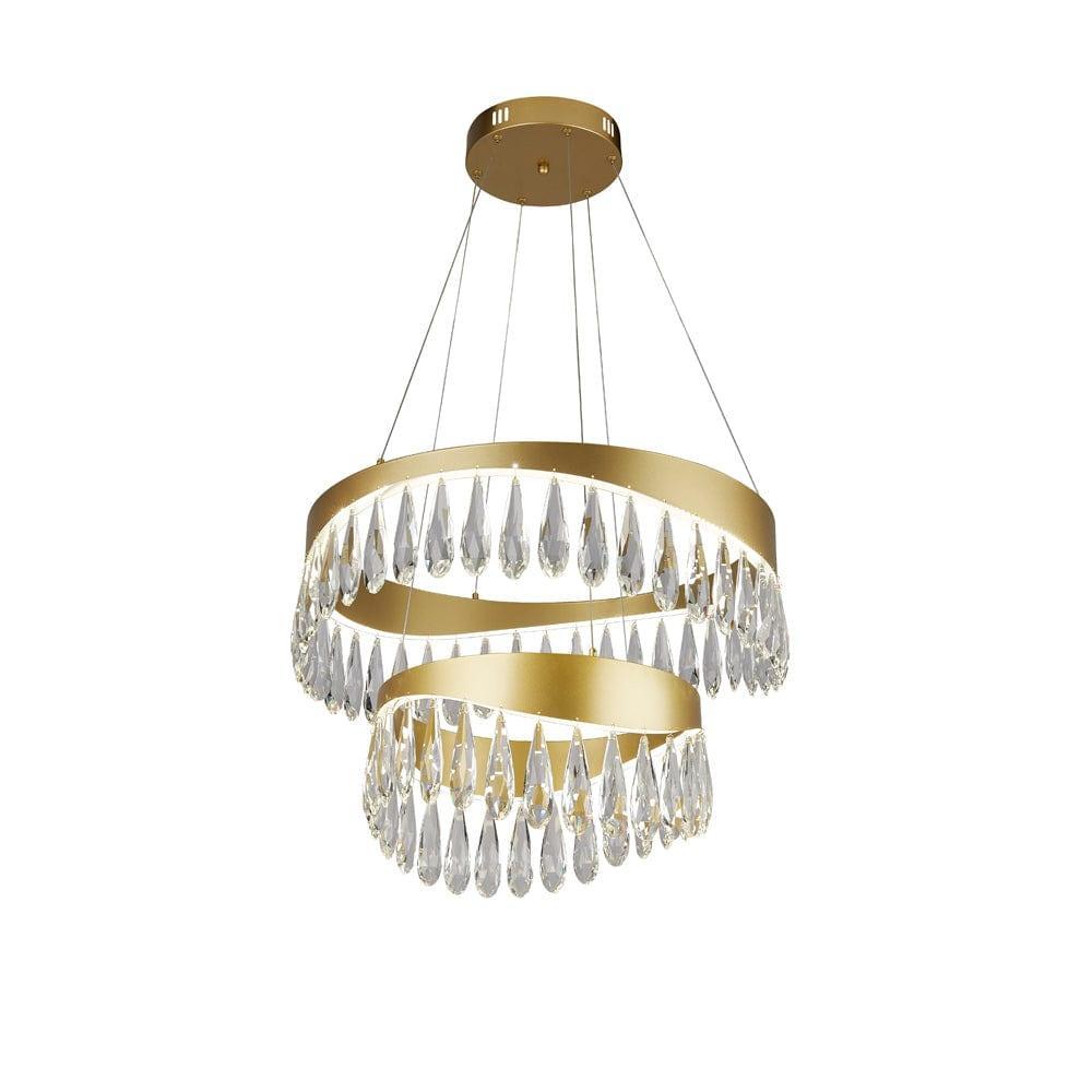 Jewel LED Gold 2 Tier Ceiling Pendant Light With Crystals-Ceiling Pendant Lights-1-Tiffany Lighting Direct