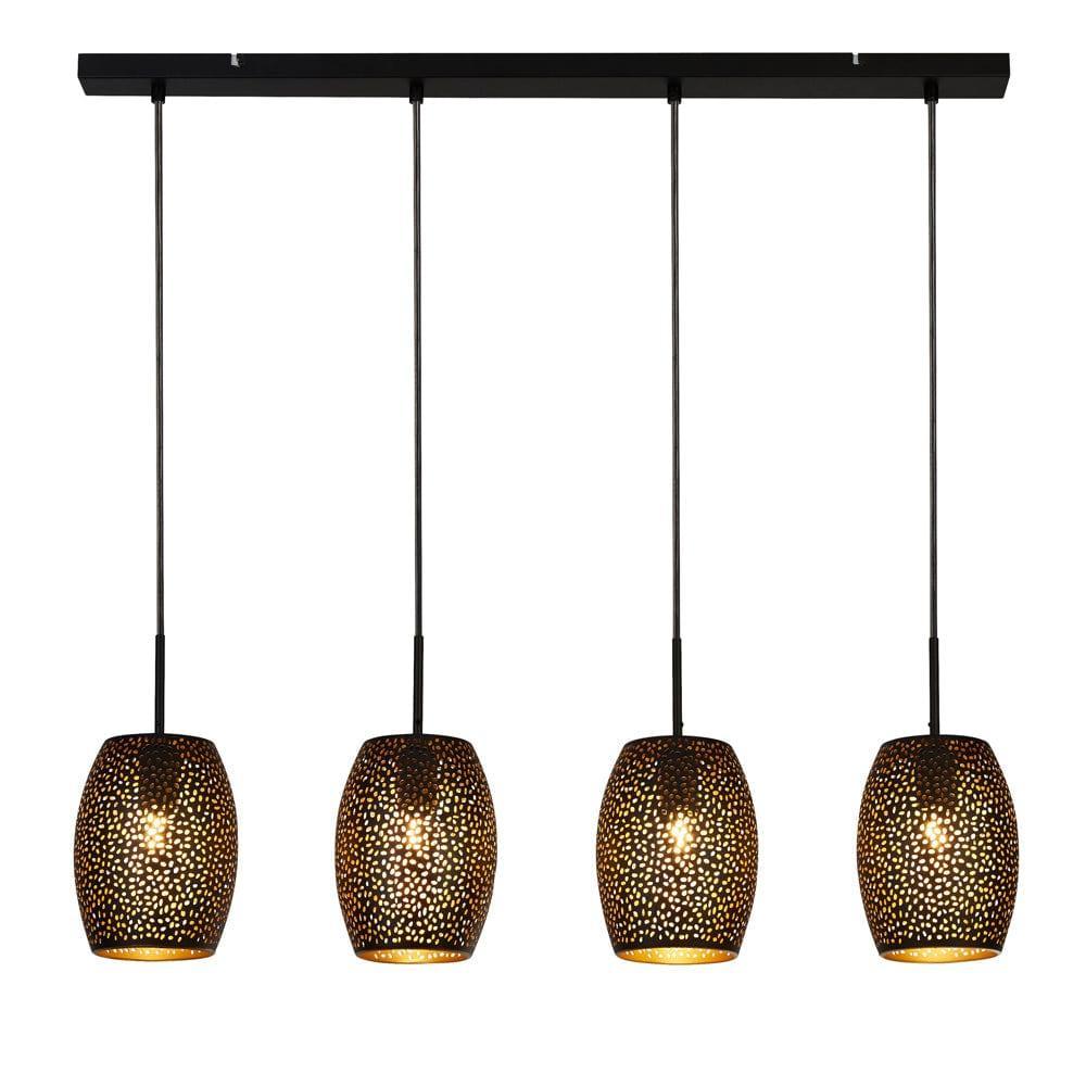 Searchlight Laser 4 Light Black And Gold Ceiling Pendant-Ceiling Pendant Lights-1-Tiffany Lighting Direct