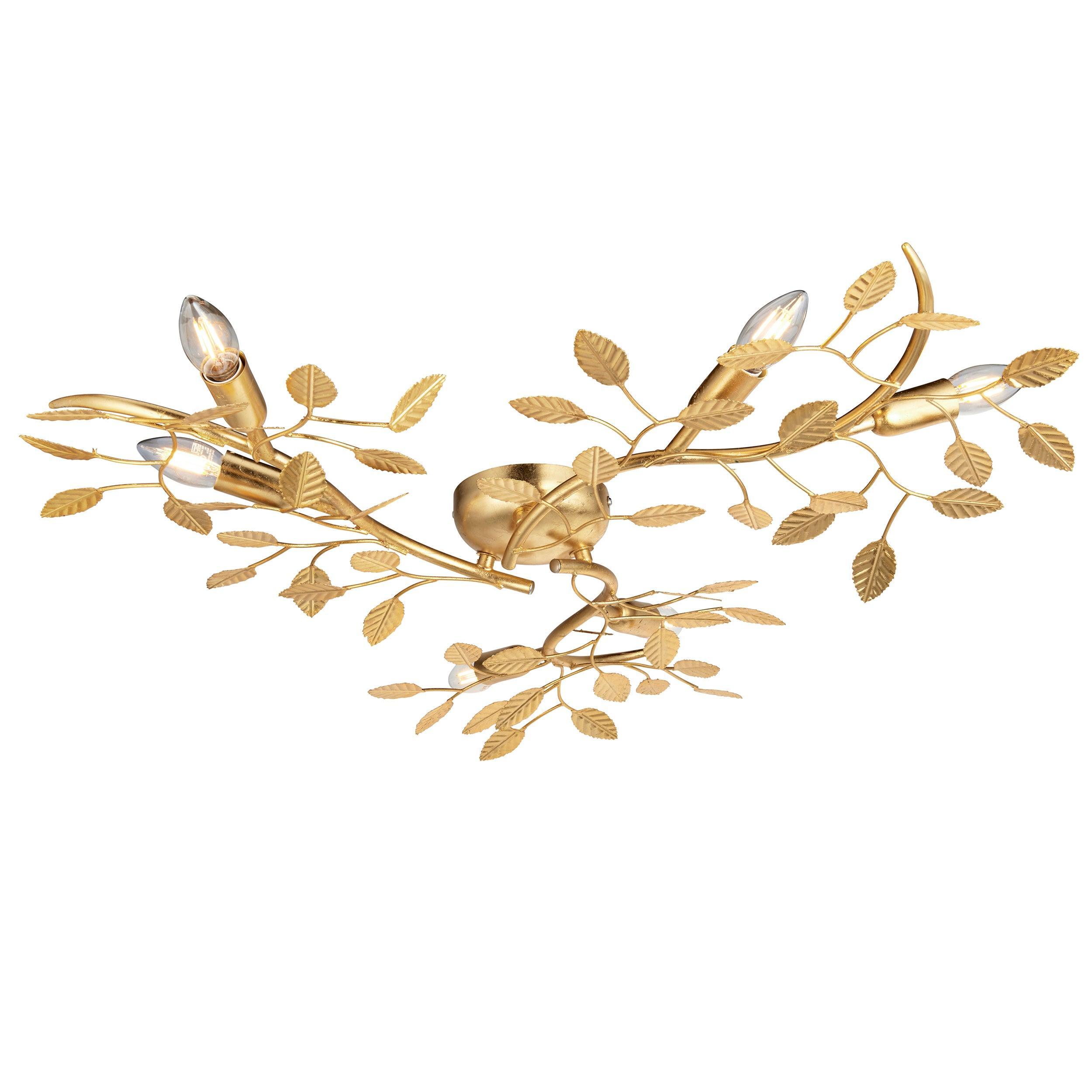 Westway Gold Leaf Detail 6 Light Living Room Ceiling Flush Image 1