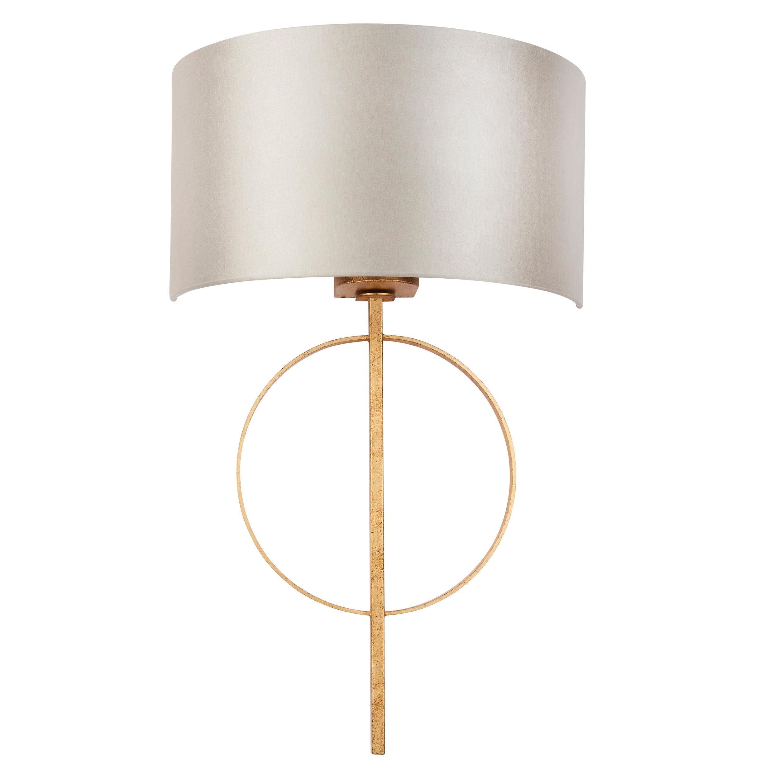norfolk gold wall light with mink half shade close fitting image