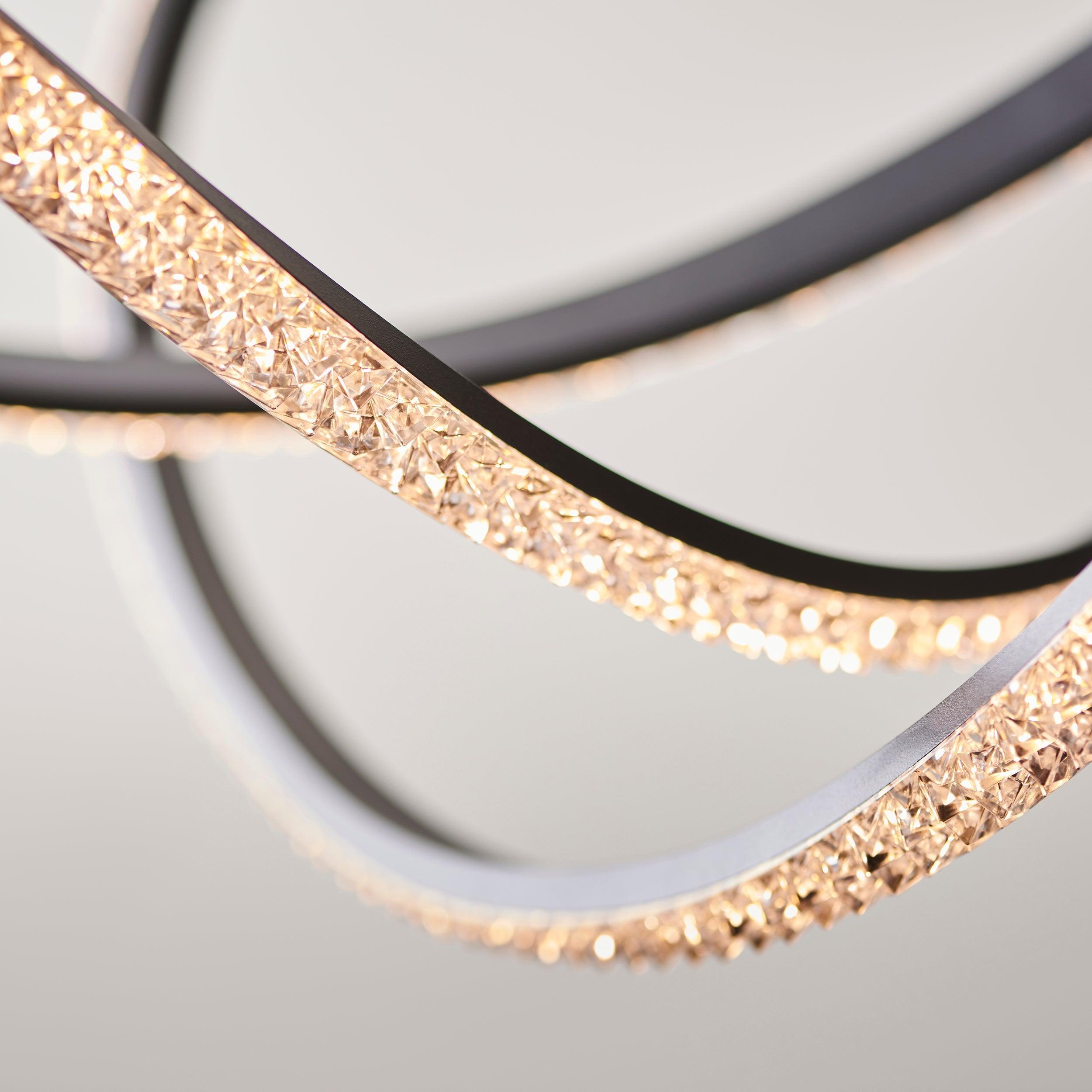 Hoop Modern LED Clear Faceted Acrylic Ceiling Pendant Light-Ceiling Pendant Lights-Living Lights living room 2nd close upTiffany Lighting Direct