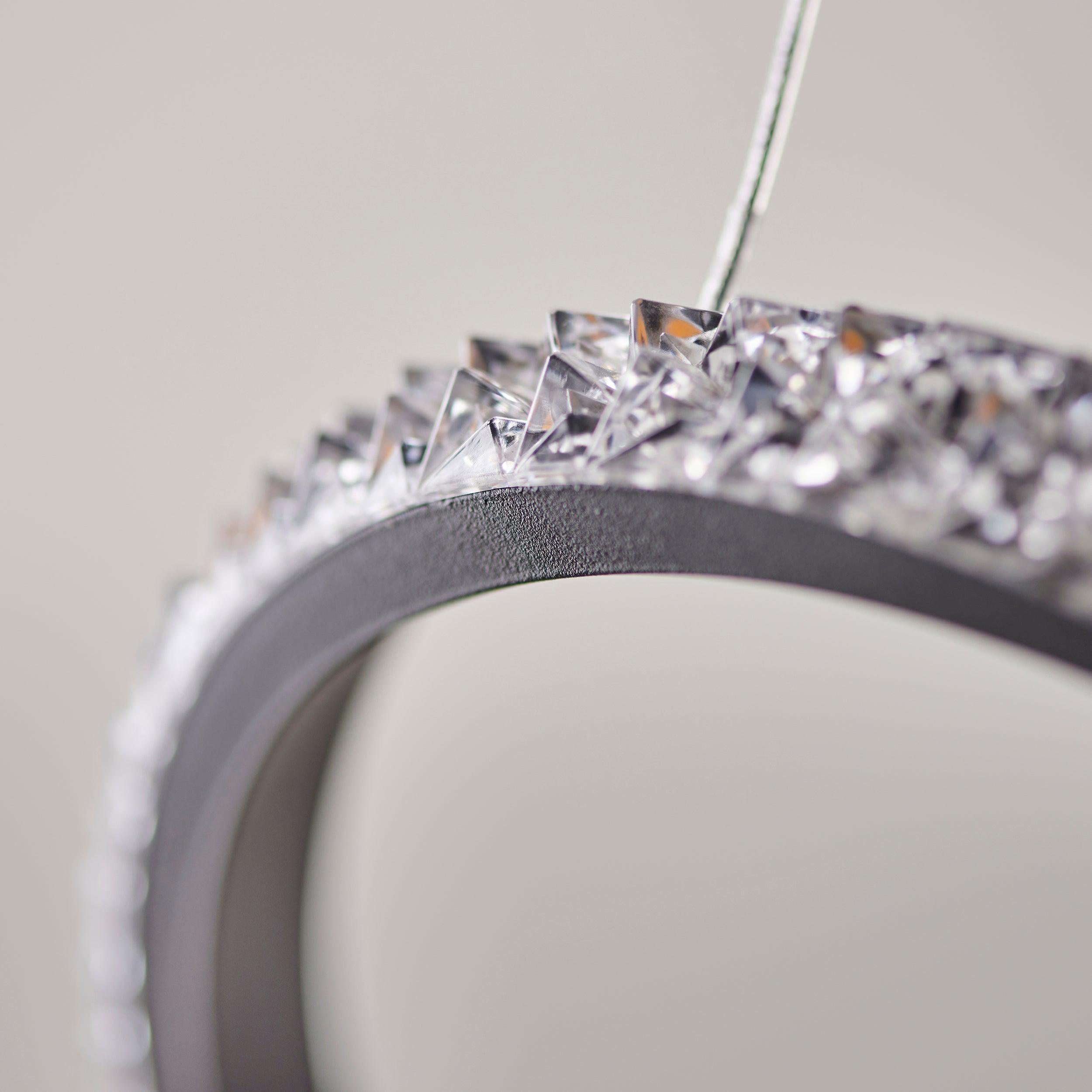 Hoop Modern LED Clear Faceted Acrylic Ceiling Pendant Light-Ceiling Pendant Lights-Living Lights hallway lighting photo Tiffany Lighting Direct