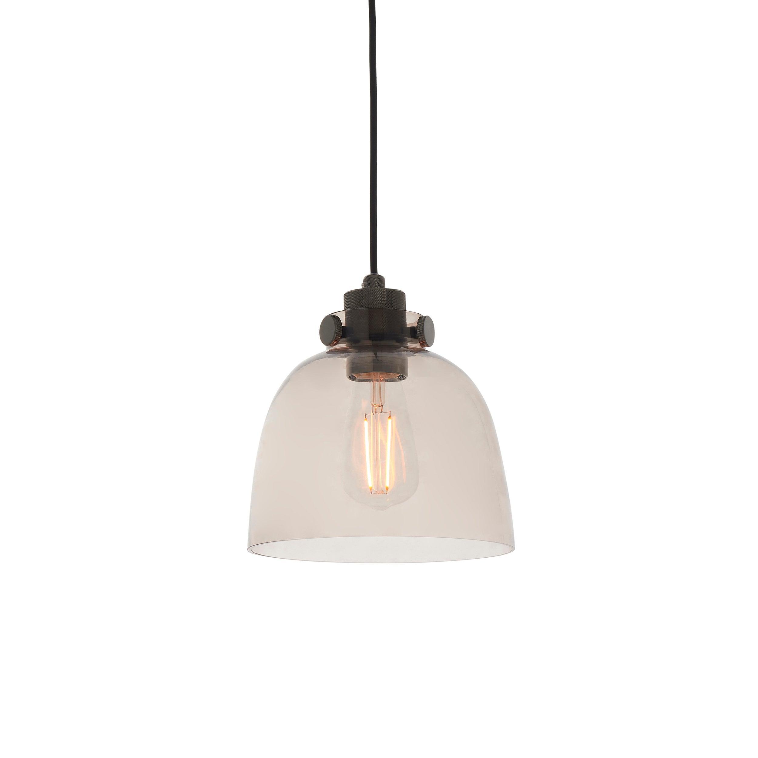 Reading Black Chrome Pendant - Tinted Glass Shade-Ceiling Pendant Lights-Living Lights-1-Tiffany Lighting Direct
