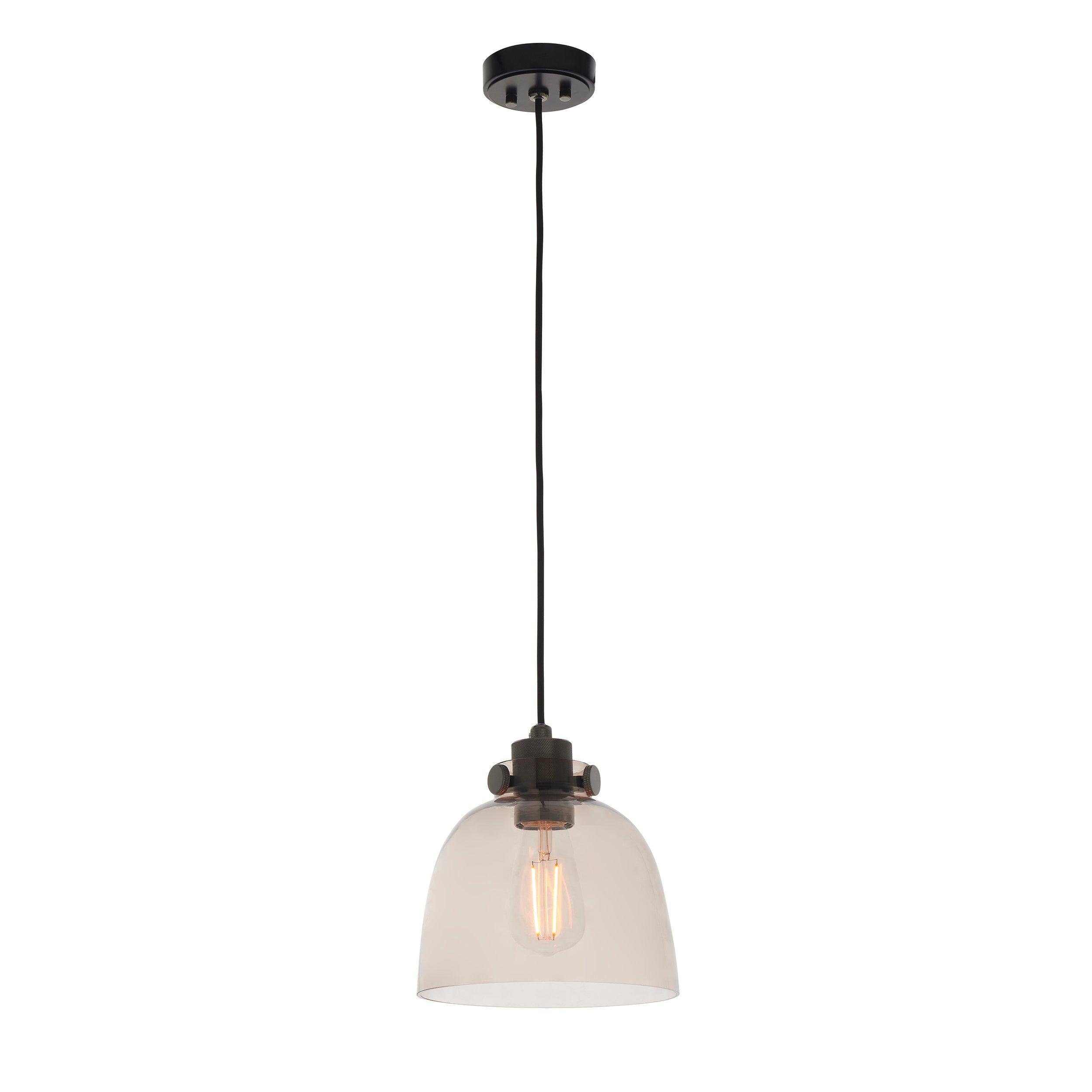 Reading Black Chrome Pendant - Tinted Glass Shade-Ceiling Pendant Lights-Living Lights-8-Tiffany Lighting Direct