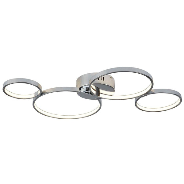 Searchlight Solexa 4 Ring 30w LED Chrome Ceiling Light Living room Image