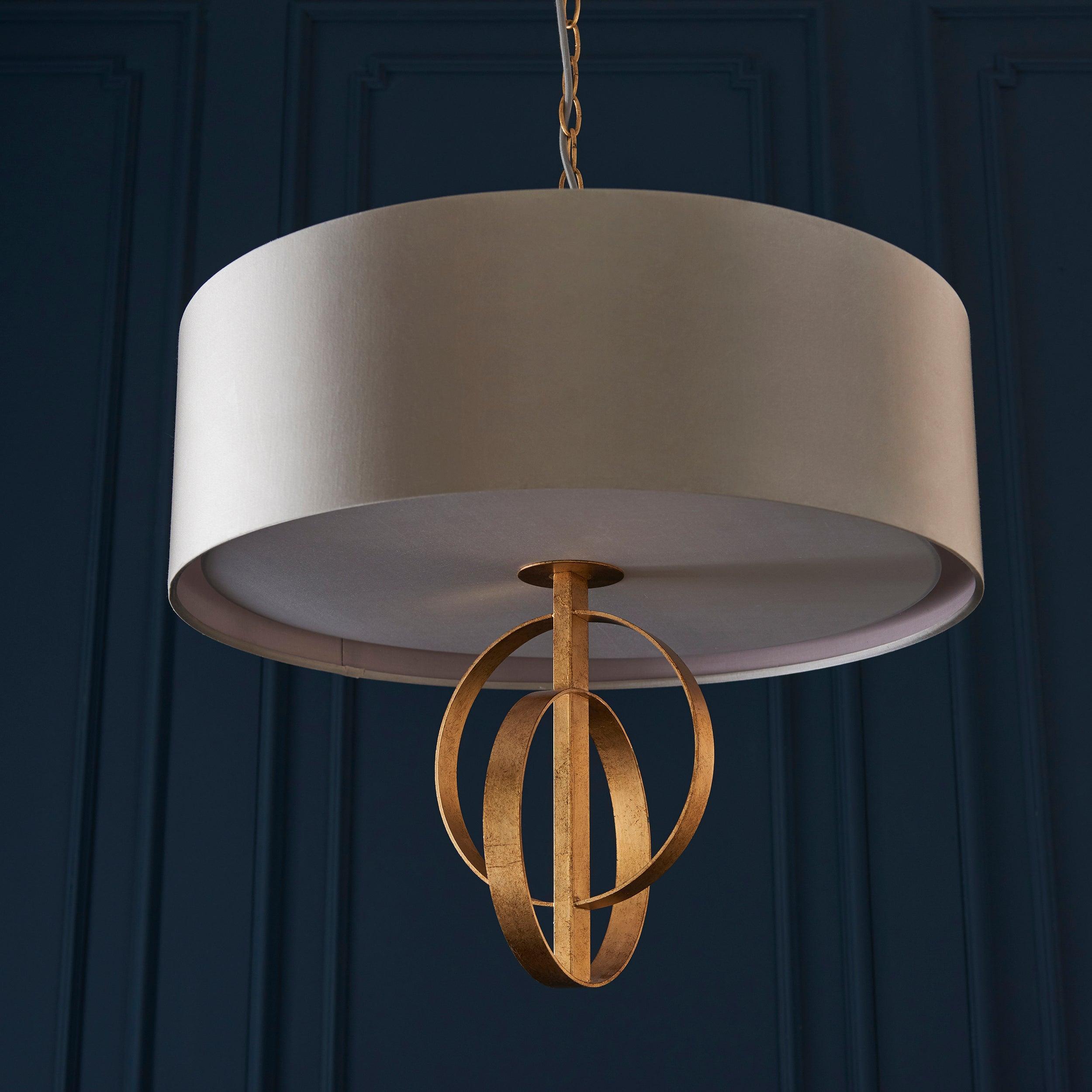 Norfolk 3 Light Gold Leaf Ceiling Pendant - Large Mink Shade-Ceiling Pendant Lights-Living Lights-8-Tiffany Lighting Direct