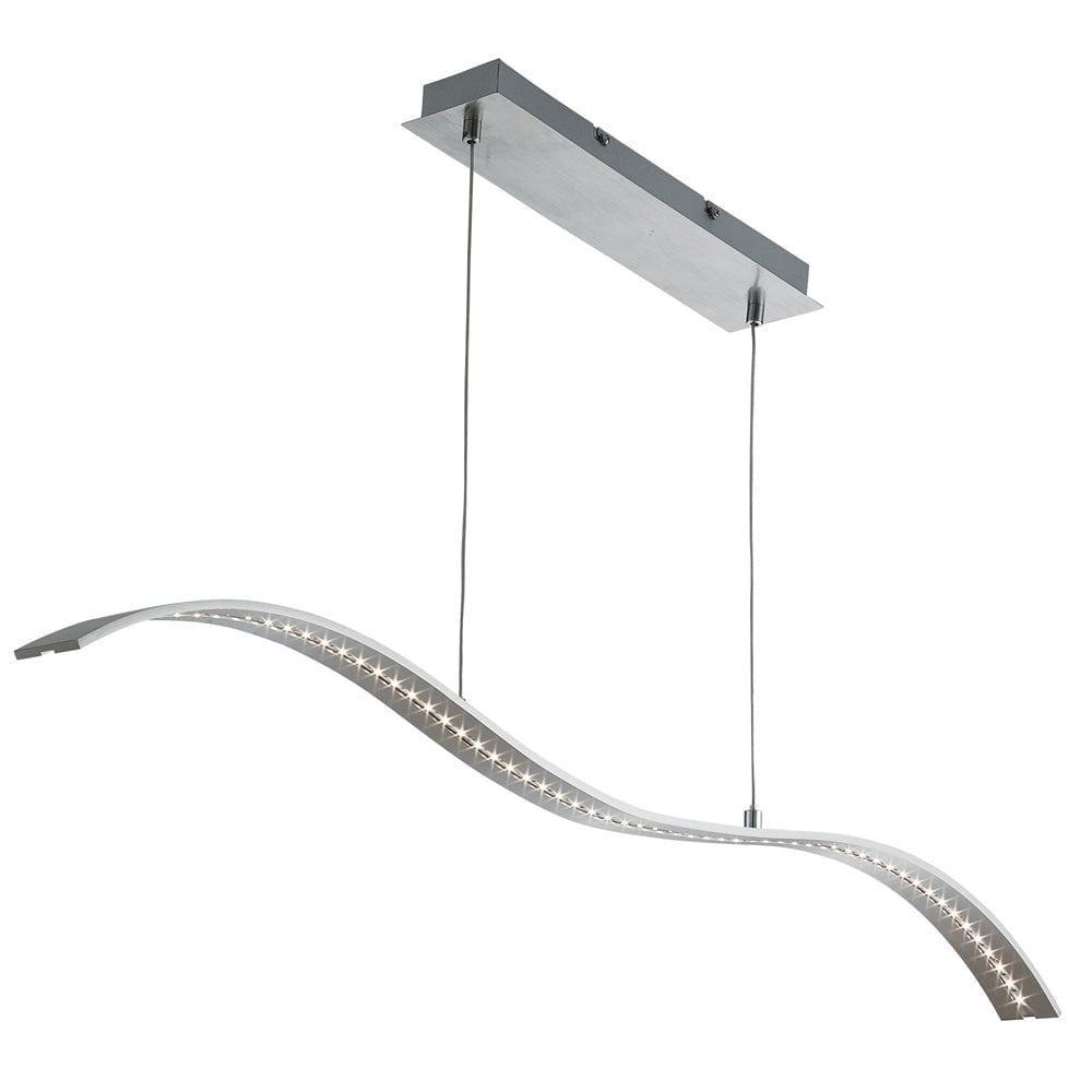 Searchlight Wing LED Silver Wavey Ceiling Pendant Bar-Ceiling Pendant Lights-1-Tiffany Lighting Direct