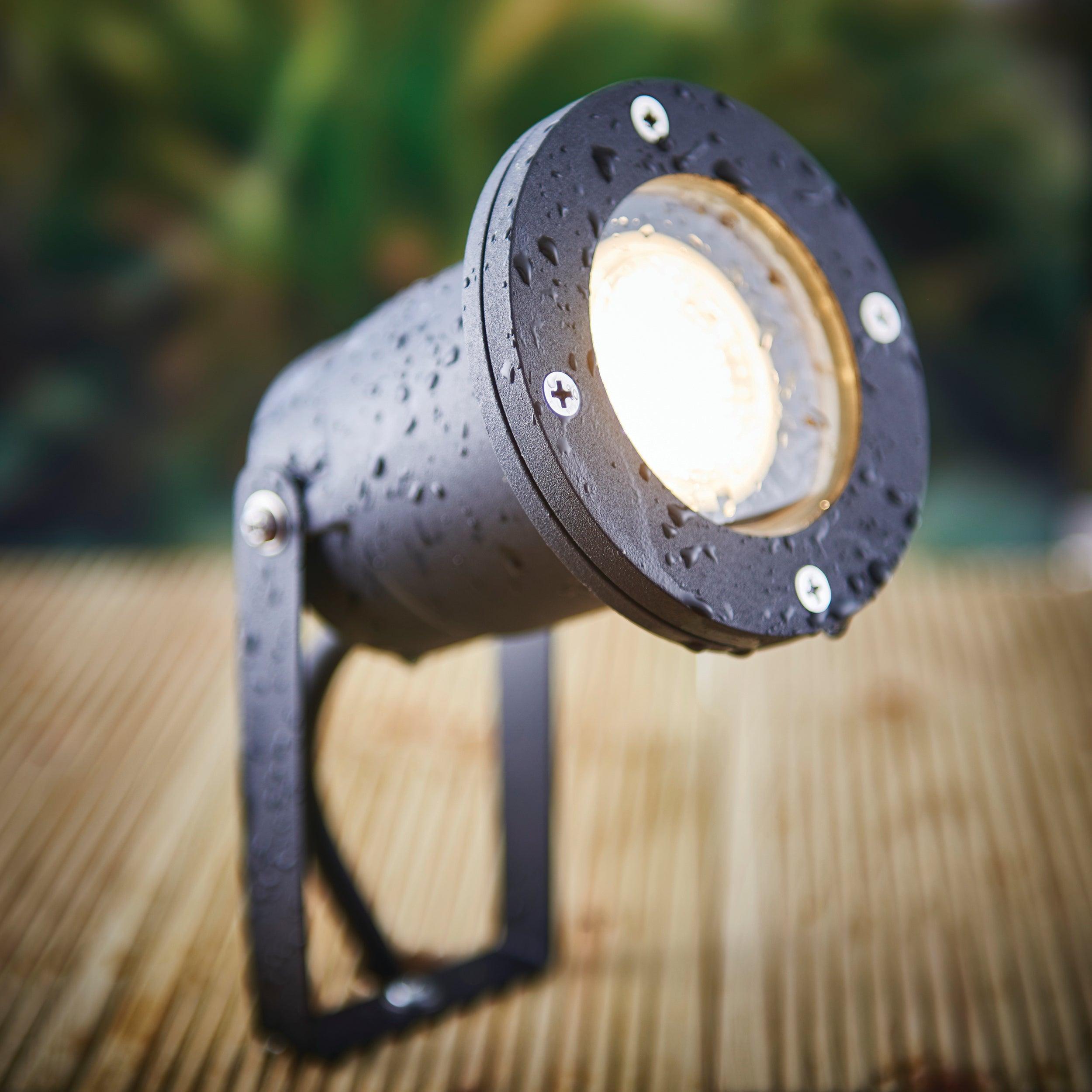 opaz black garden spike light ip65 7w by saxby lighting, close up image 137