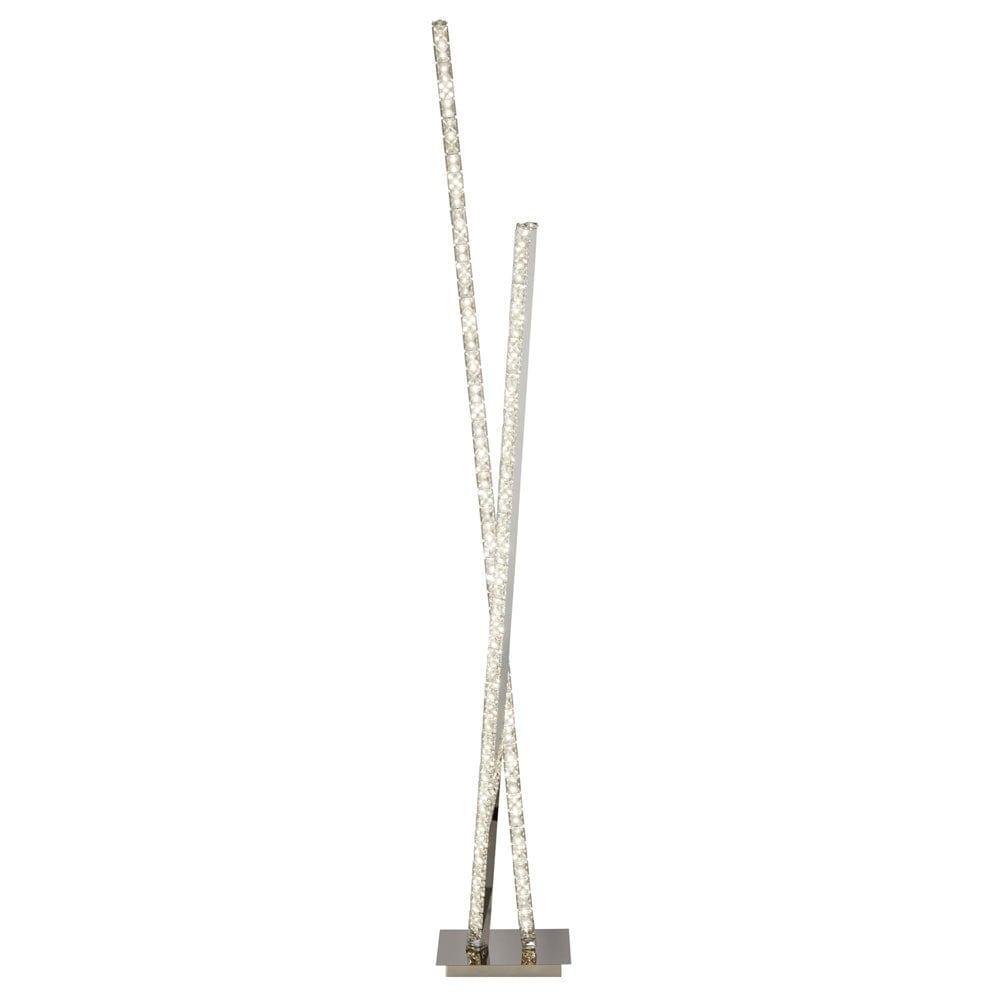 Clover 2 Light LED Column Chrome & Crystal Floor Lamp by 1