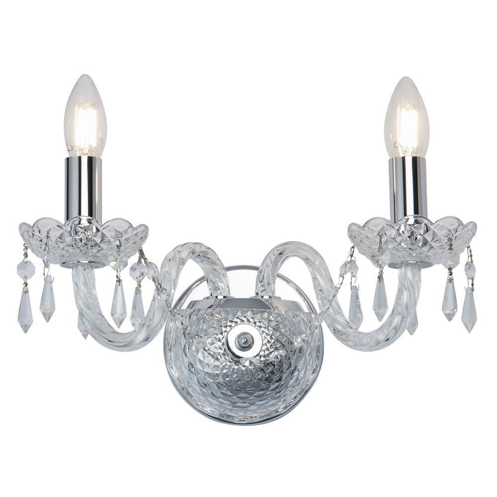 hale 2 light chrome crystal wall light