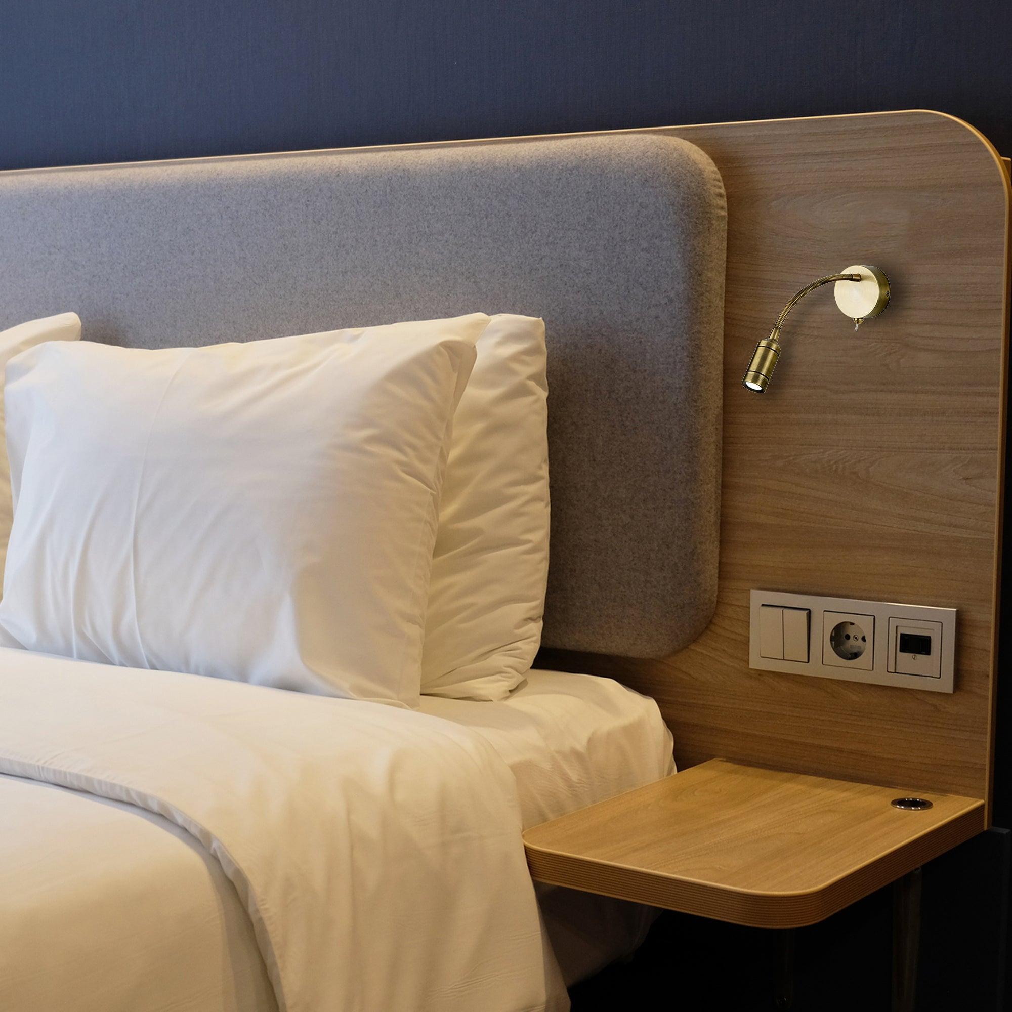 Flexi Wall LED Adjustable 1w Brass Reading Light - Switched,2256AB,Searchlight Lighting, living room image