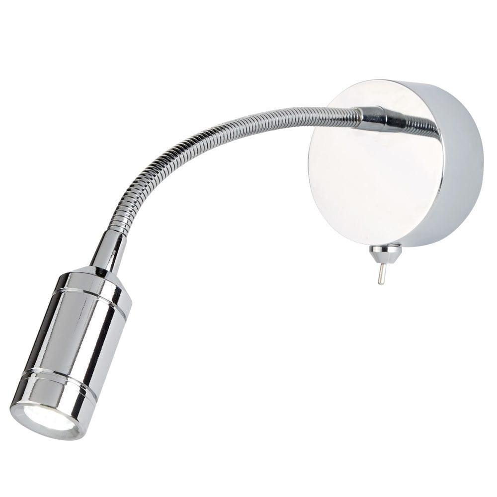 flexi wall led adjustable 0 5w chrome reading light switched