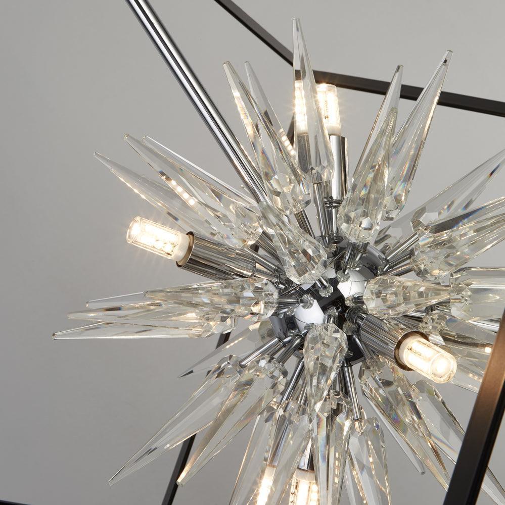 Stellar 6 Light Spike Ball Pendant - Black/Crystal Glass-Ceiling Pendant Lights-3-Tiffany Lighting Direct