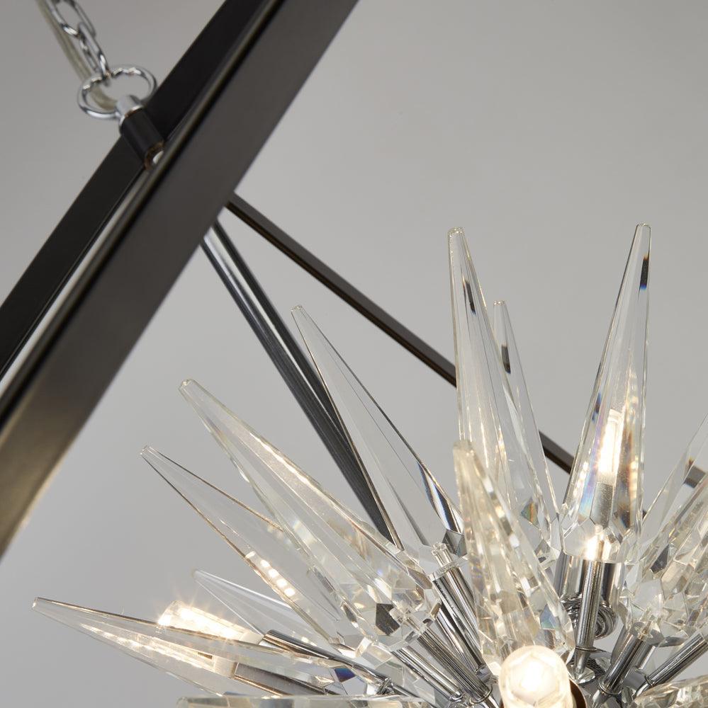 Stellar 6 Light Spike Ball Pendant - Black/Crystal Glass-Ceiling Pendant Lights-4-Tiffany Lighting Direct