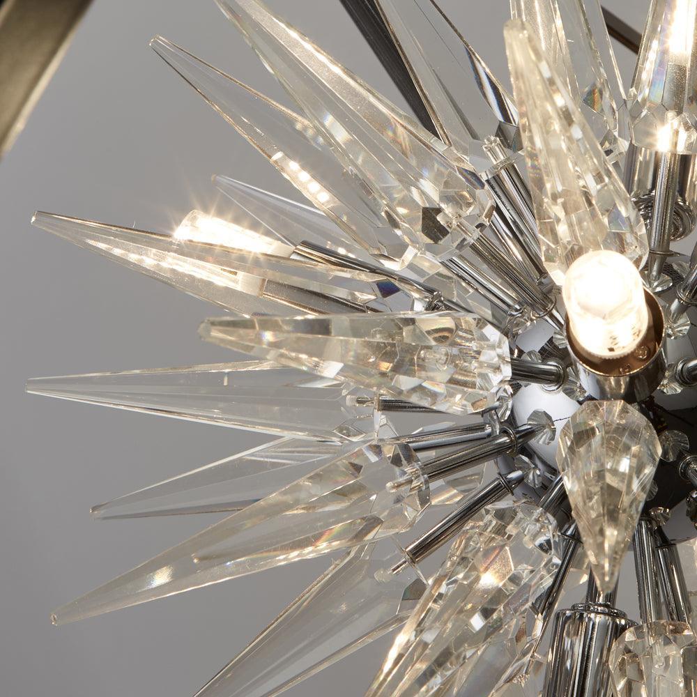 Stellar 6 Light Spike Ball Pendant - Black/Crystal Glass-Ceiling Pendant Lights-5-Tiffany Lighting Direct