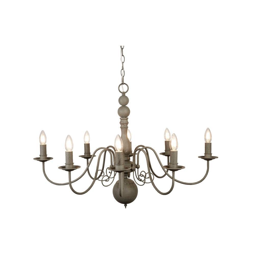 Greythorne 8 Light Textured Grey Chandelier Searchlight-1-Tiffany Lighting Direct