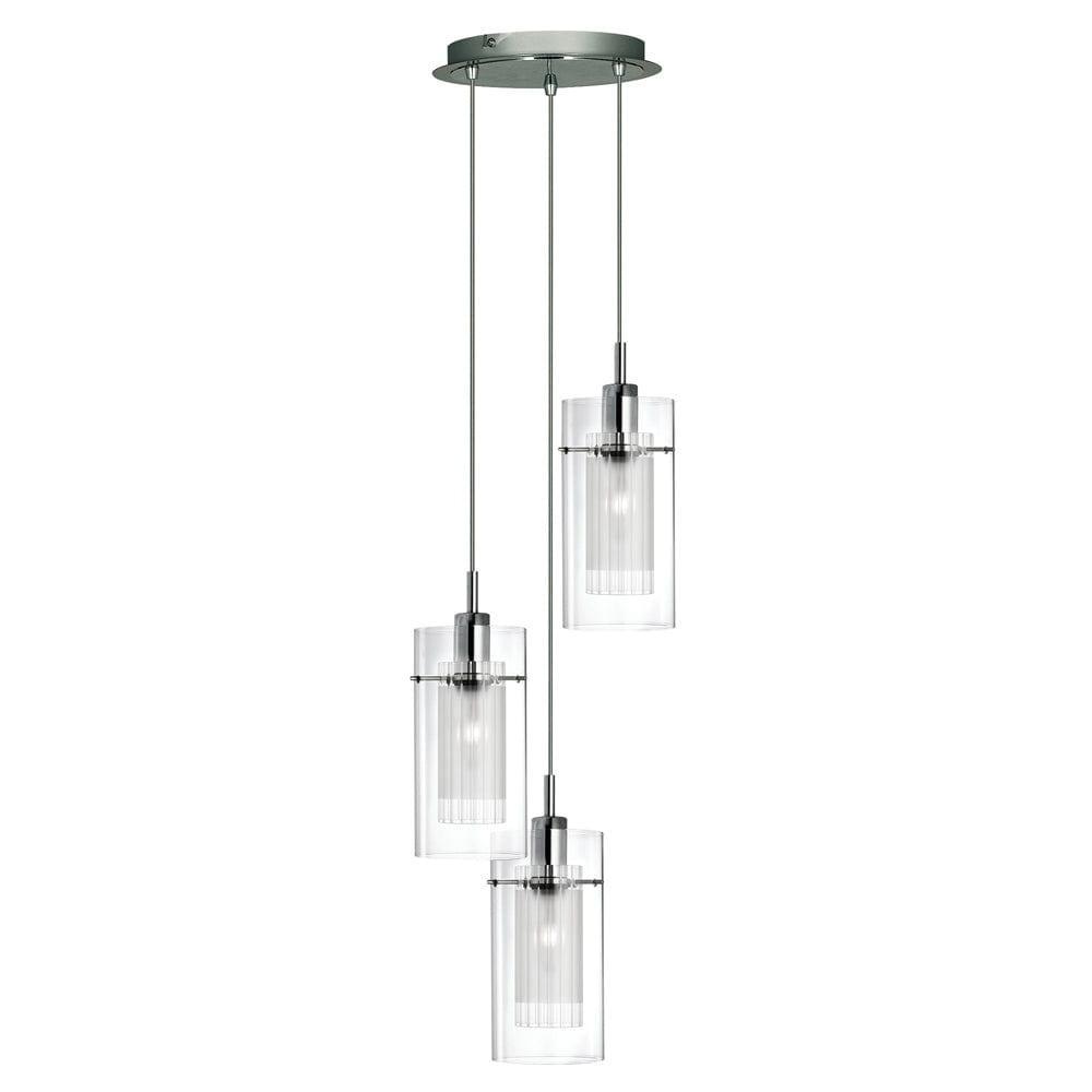 Duo I Chrome & Double Glass 3 Light Ceiling Pendant-Ceiling Pendant Lights-1-Tiffany Lighting Direct