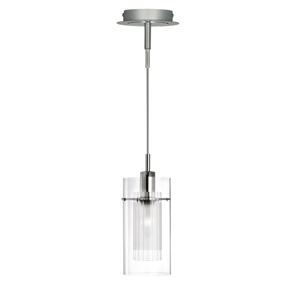 Searchlight Duo I Chrome Double Glass Ceiling Pendant-Ceiling Pendant Lights-1-Tiffany Lighting Direct