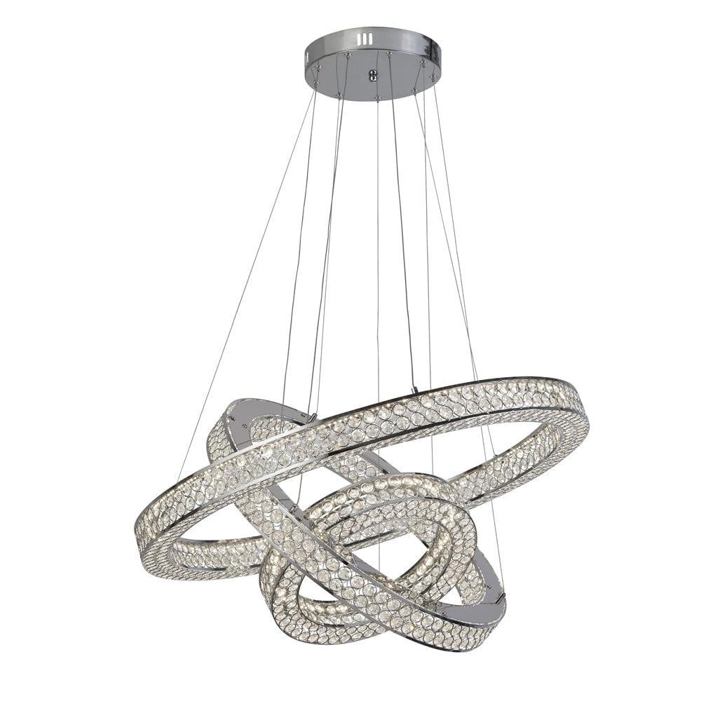 Searchlight Bands 3 Light LED Chrome Ceiling Pendant-Ceiling Pendant Lights-1-Tiffany Lighting Direct