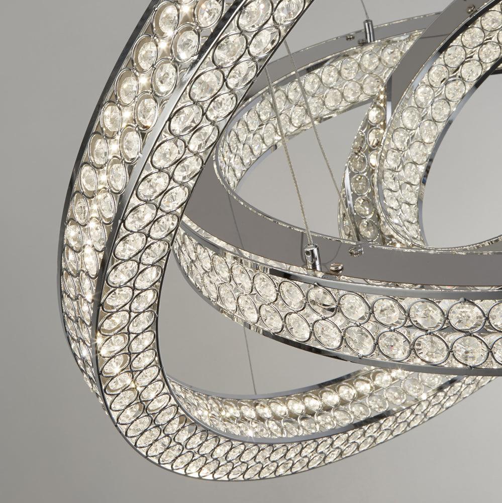 Searchlight Bands 3 Light LED Chrome Ceiling Pendant-Ceiling Pendant Lights-2-Tiffany Lighting Direct