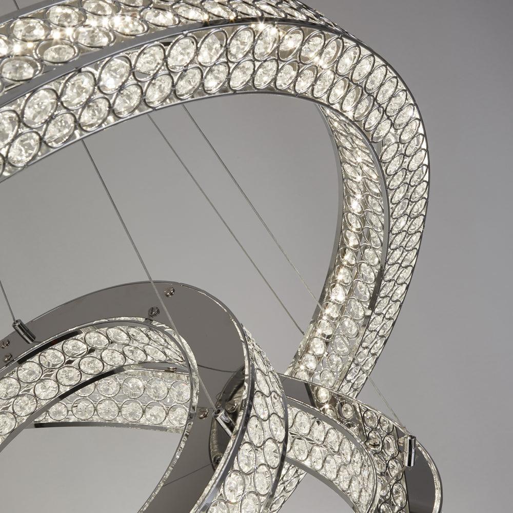 Searchlight Bands 3 Light LED Chrome Ceiling Pendant-Ceiling Pendant Lights-4-Tiffany Lighting Direct