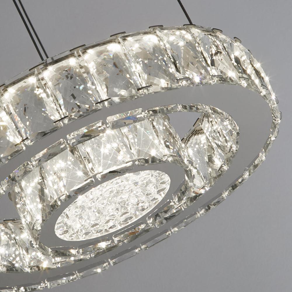 Searchlight Clover LED 2 Tier Flush Chrome Clear Glass Living room close up