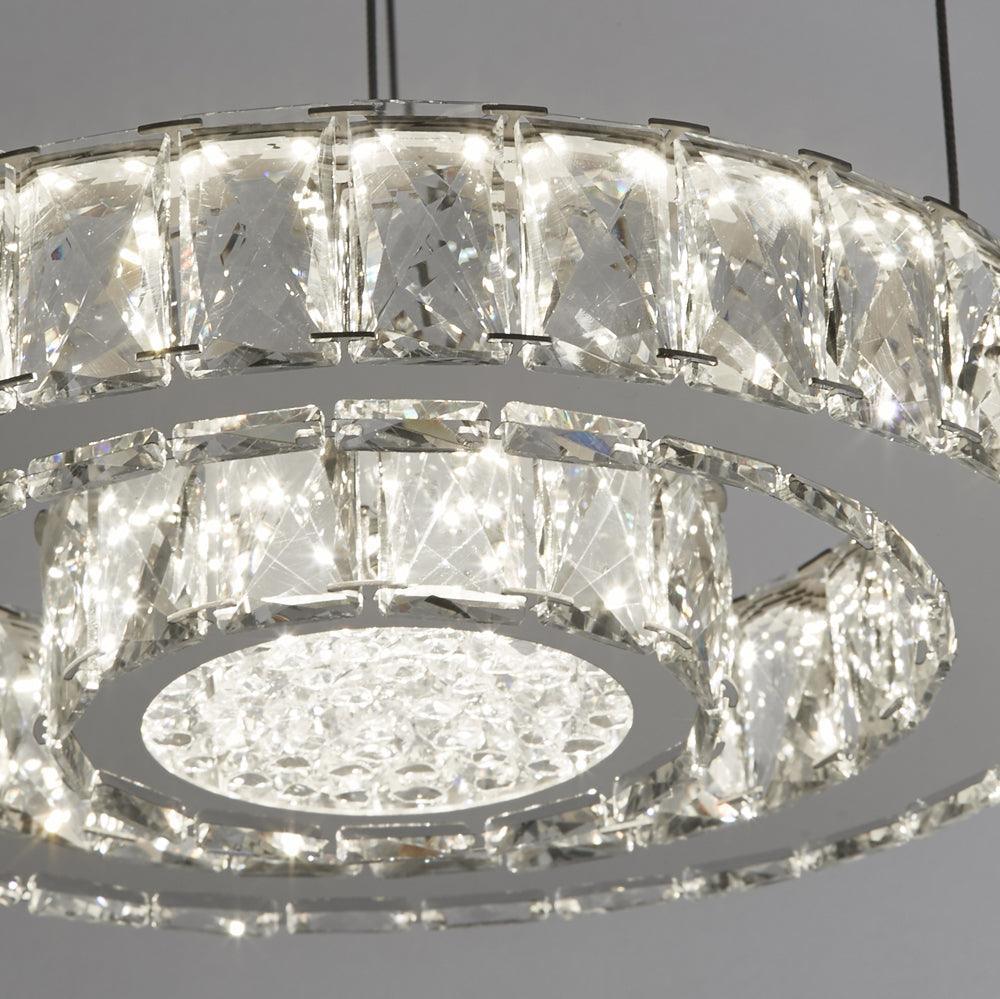 Searchlight Clover LED 2 Tier Flush Chrome Clear Glass Hallway Image