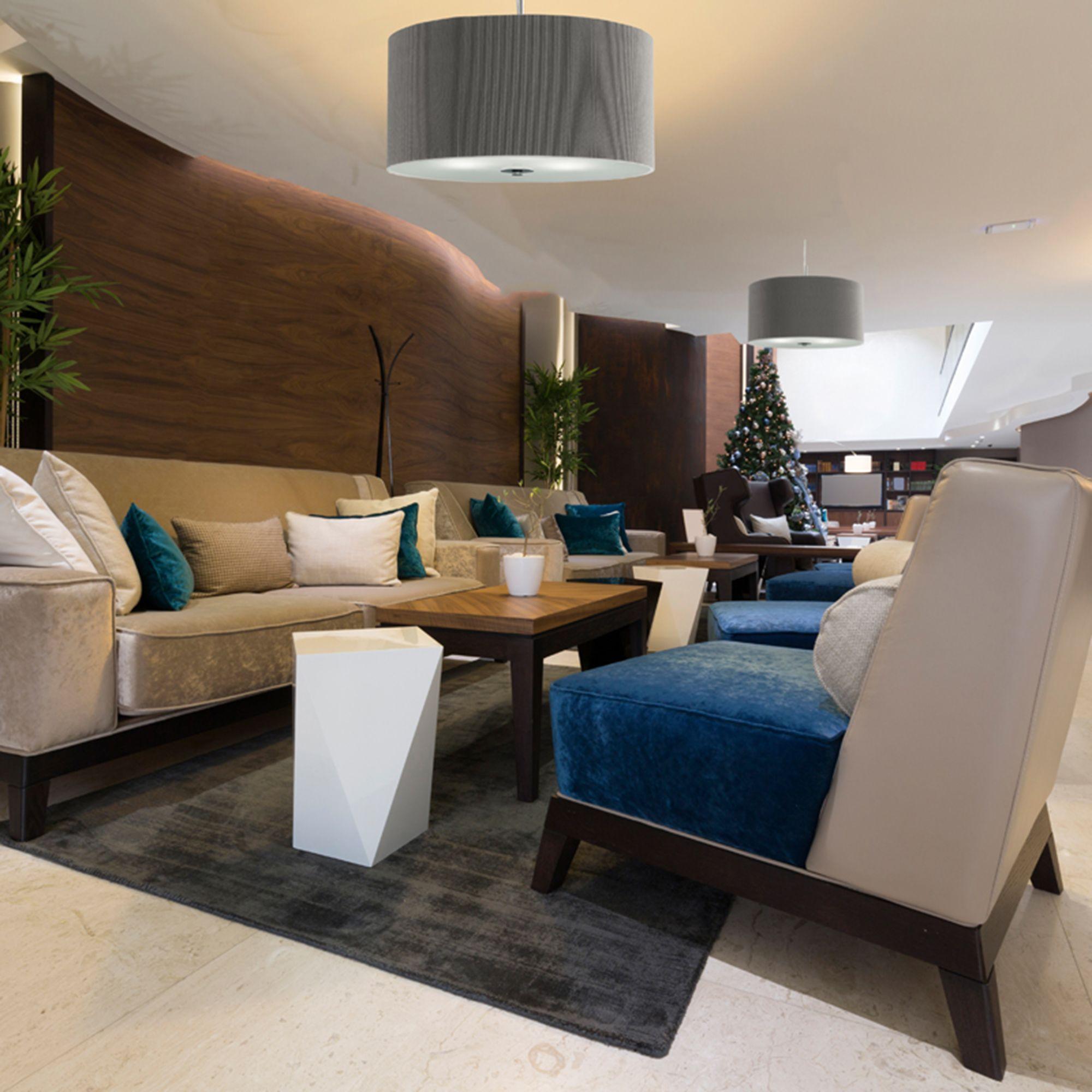 Drum Pleat 3 Light Silver Ceiling Pendant - 60cm Searchlight-Ceiling Pendant Lights-5-Tiffany Lighting Direct