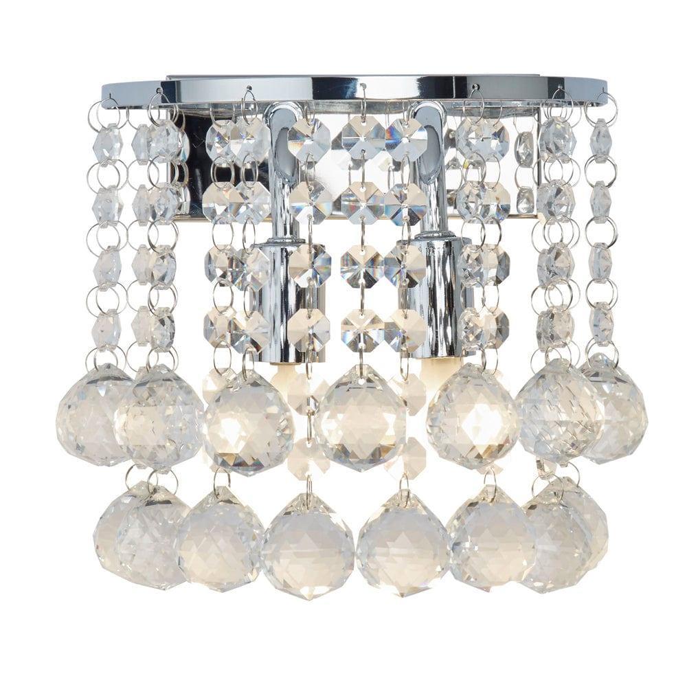 hanna 2 light chrome crystal ball wall light