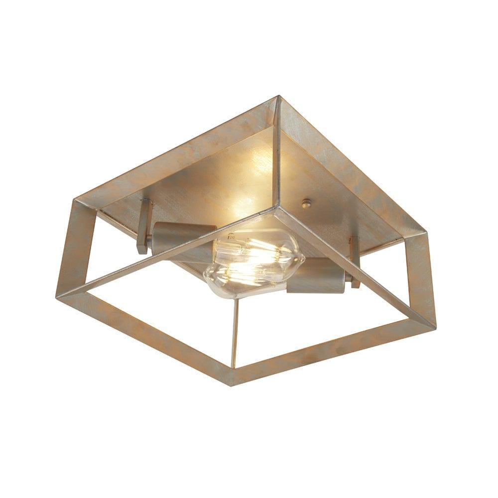 Heaton 2 Light Brushed Silver & Gold Flush Ceiling Light-Ceiling Pendant Lights-1-Tiffany Lighting Direct