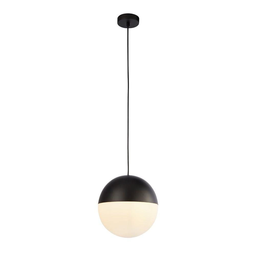 Endor 1 Light Black & Opal Glass Ceiling Pendant - 250cm-Ceiling Pendant Lights-1-Tiffany Lighting Direct
