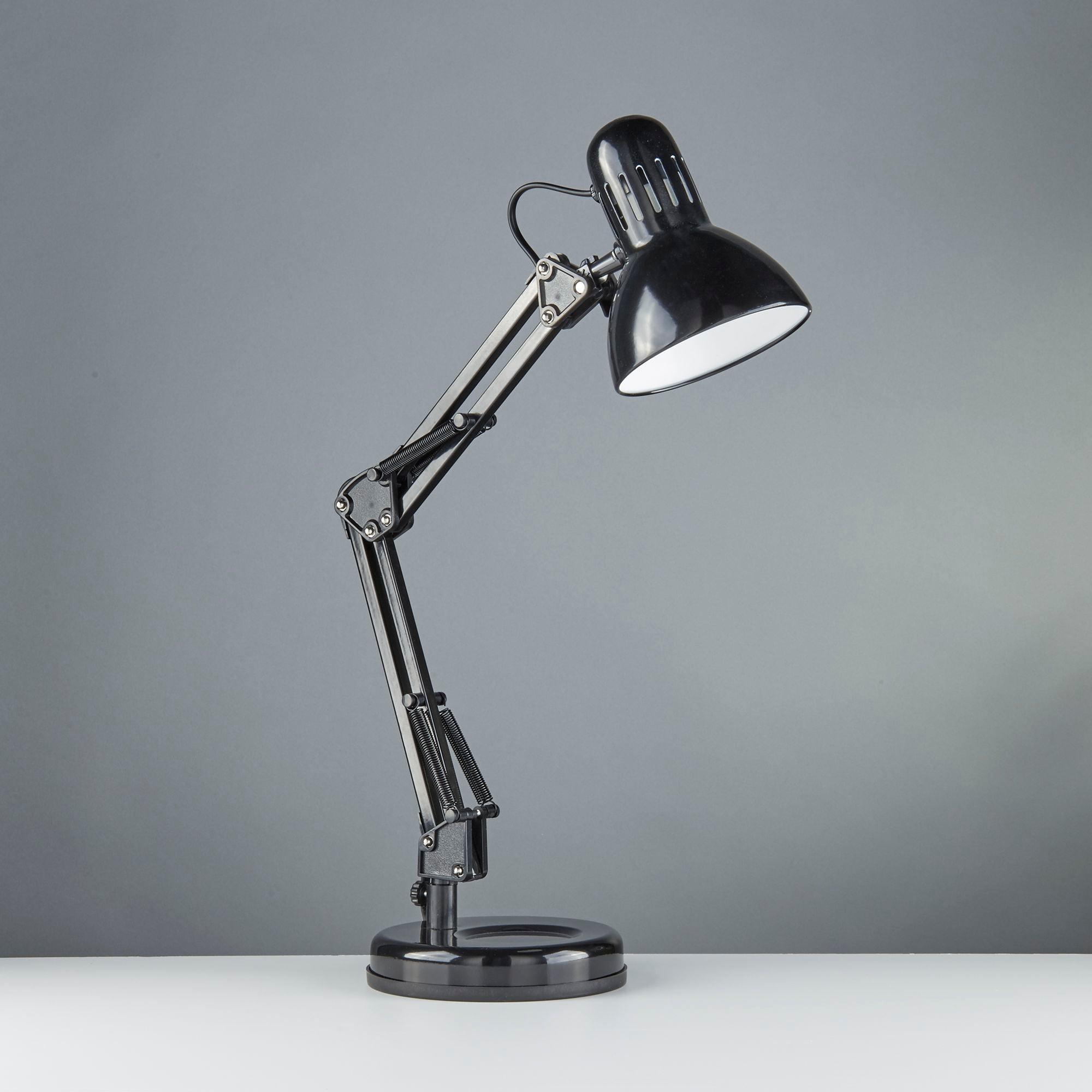 desk partners shiny black hobby table lamp by searchlighting lighting, living room image