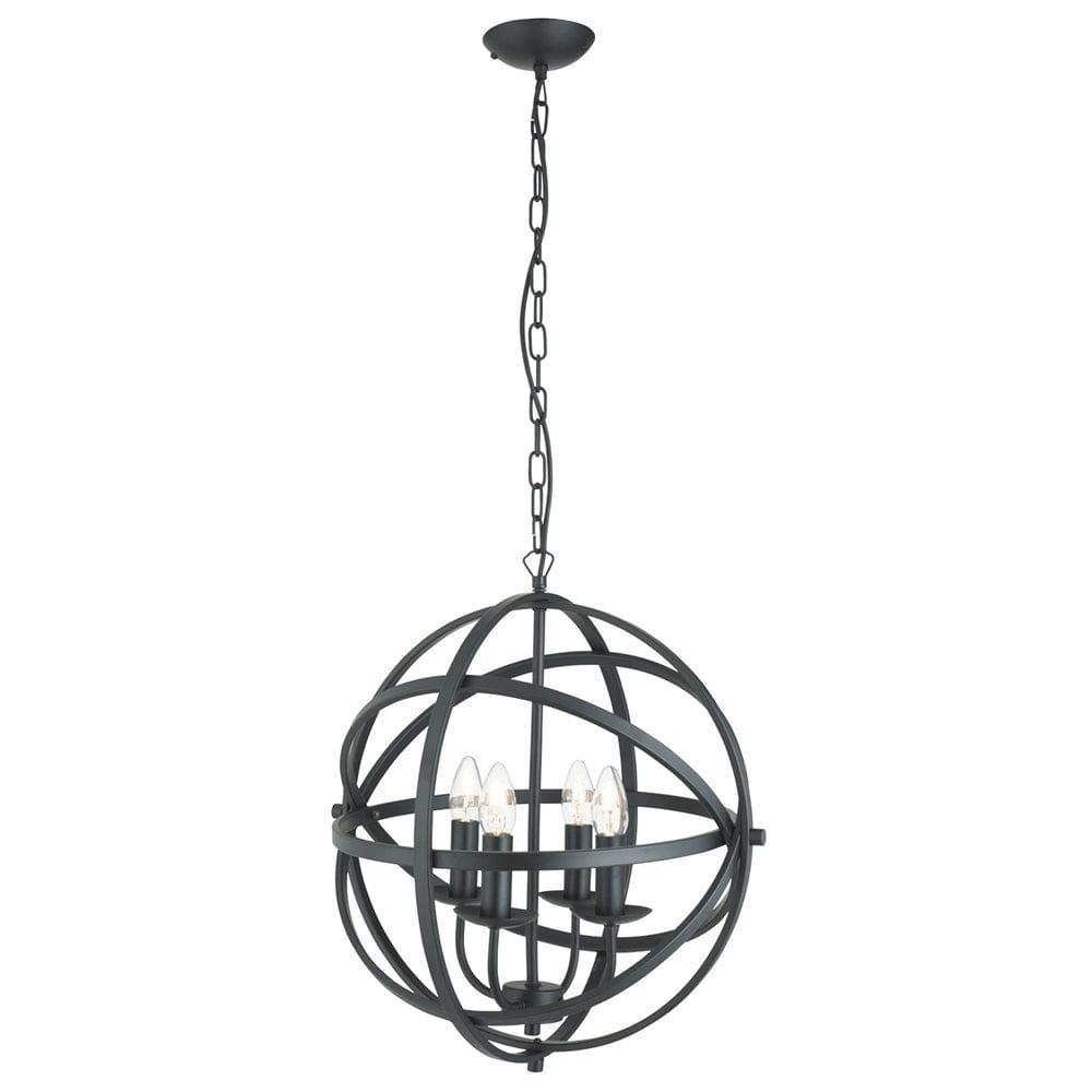 Orbit 4 Light Cage Frame Orb Black Ceiling Pendant-Ceiling Pendant Lights-1-Tiffany Lighting Direct