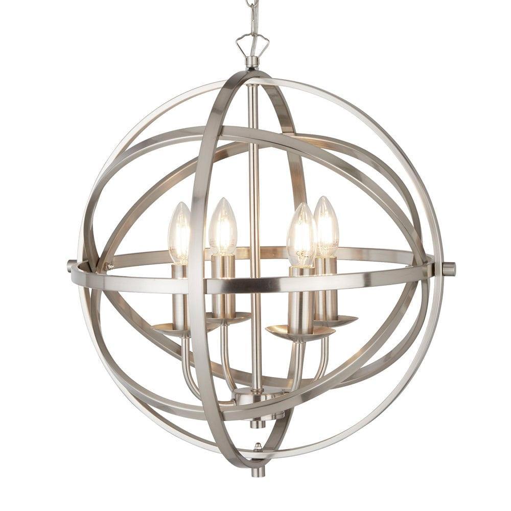Orbit 4 Light Cage Frame Orb Silver Pendant Searchlight-Ceiling Pendant Lights-1-Tiffany Lighting Direct