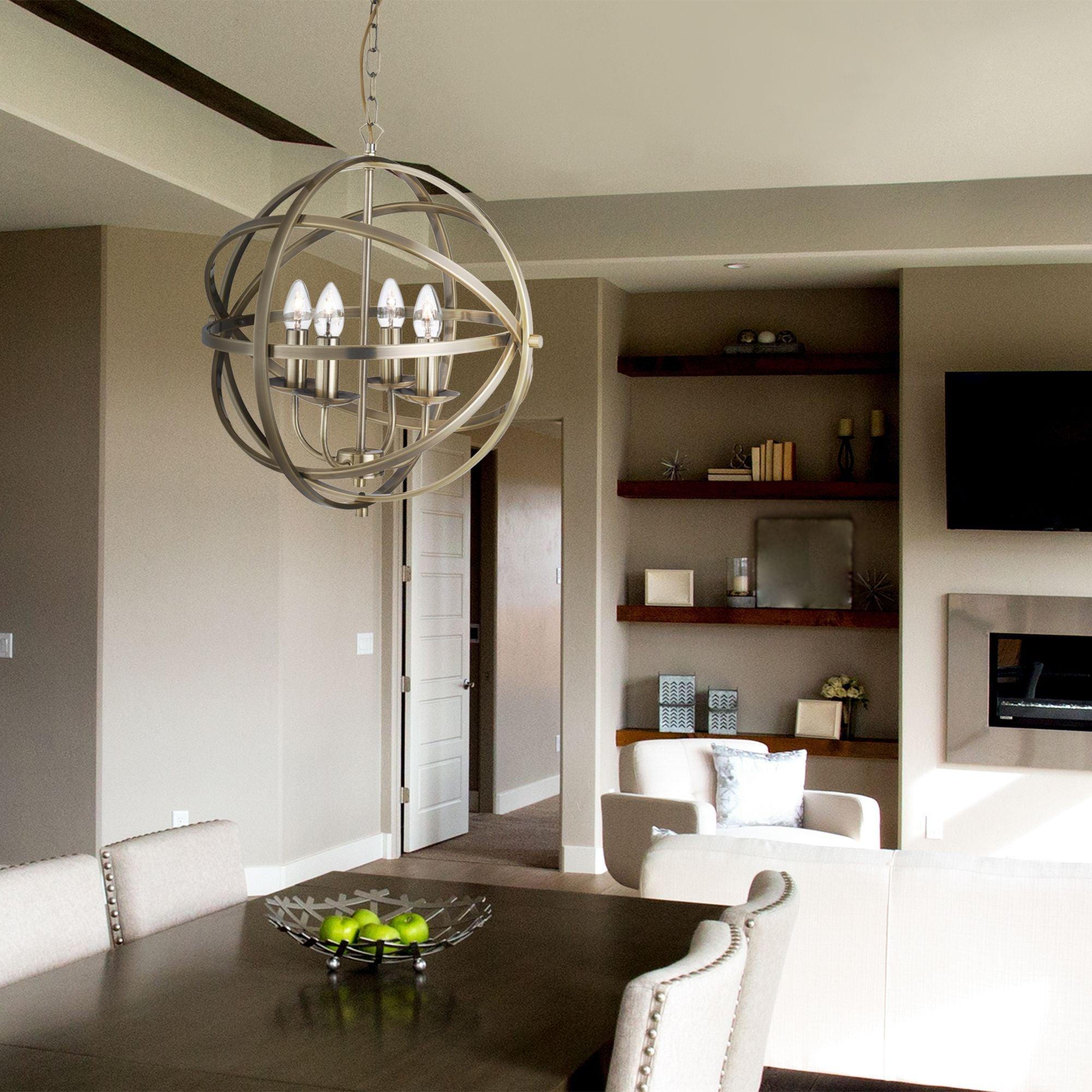 Orbit 6 Light Cage Frame Orb Brass Pendant Searchlight-Ceiling Pendant Lights-5-Tiffany Lighting Direct