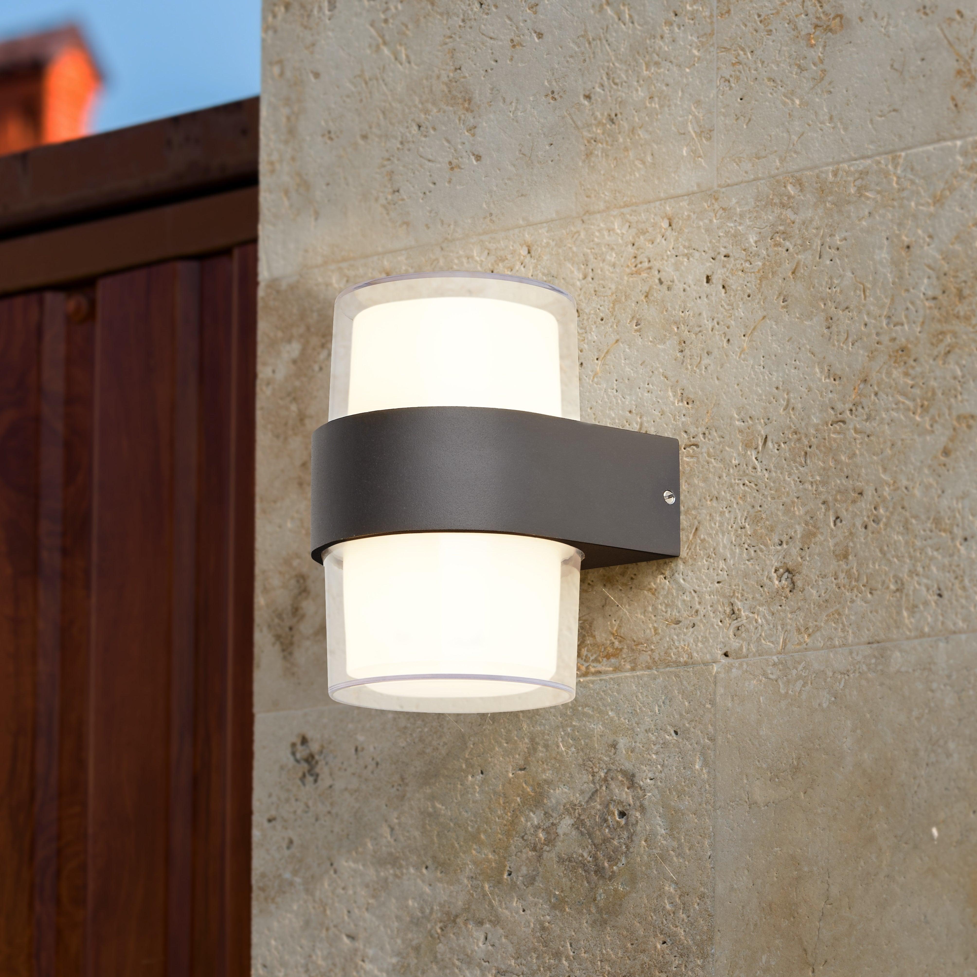pittsburgh 2 lt black rounded led outdoor up down wall light by searchlighting lighting, living room image