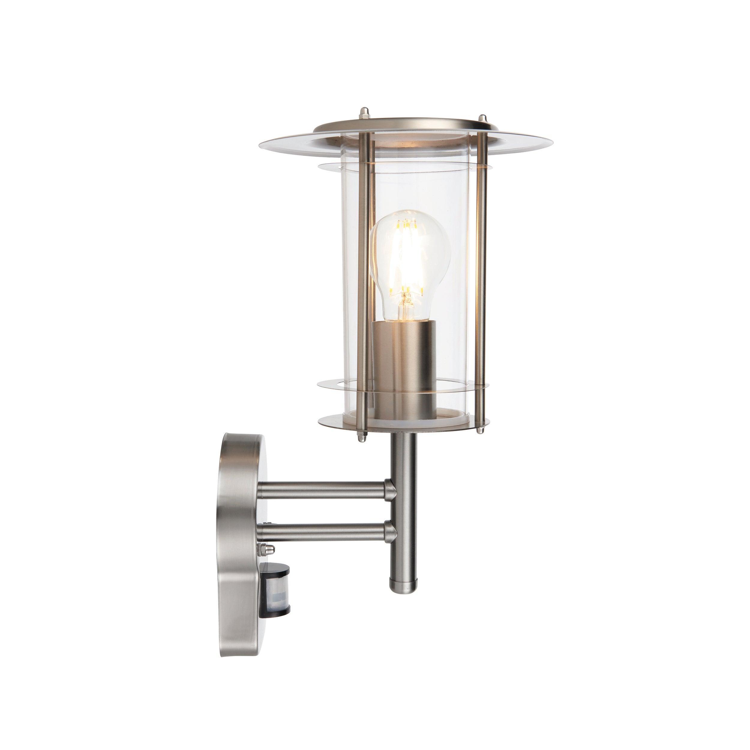 york pir sensor outdoor silver wall light ip44 60w by saxby lighting, close up image 115