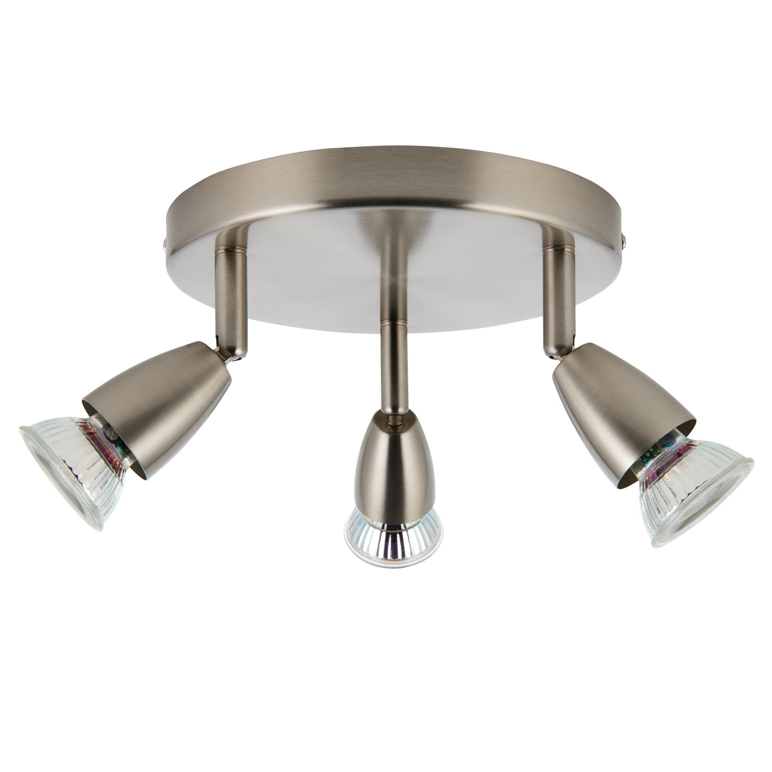 amalfi 3 light satin chrome spotlightby Saxby Lighting, close up image