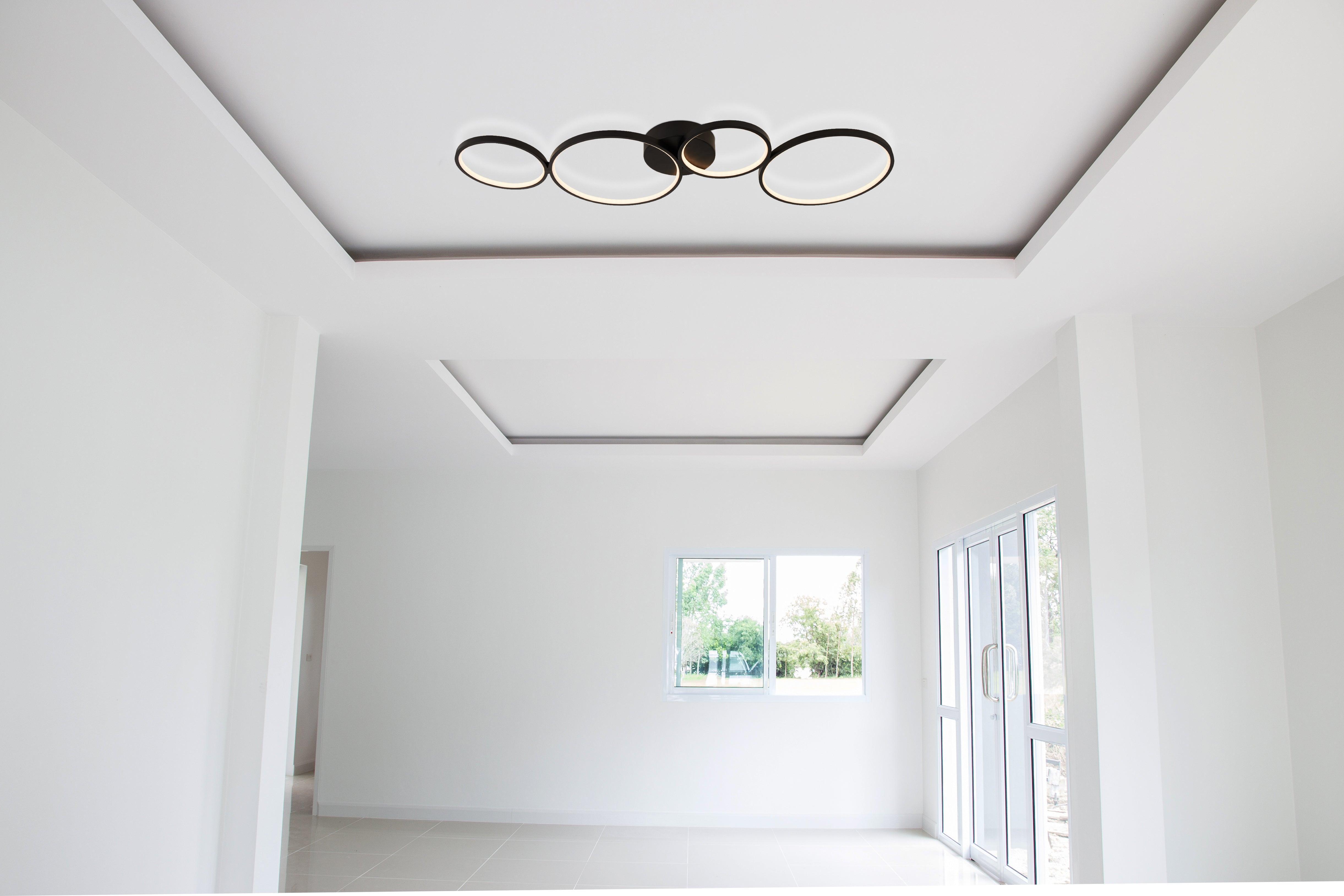Cirque 4 Light LED Black Ring Flush Ceiling Light Searchlight Living Room Image 4